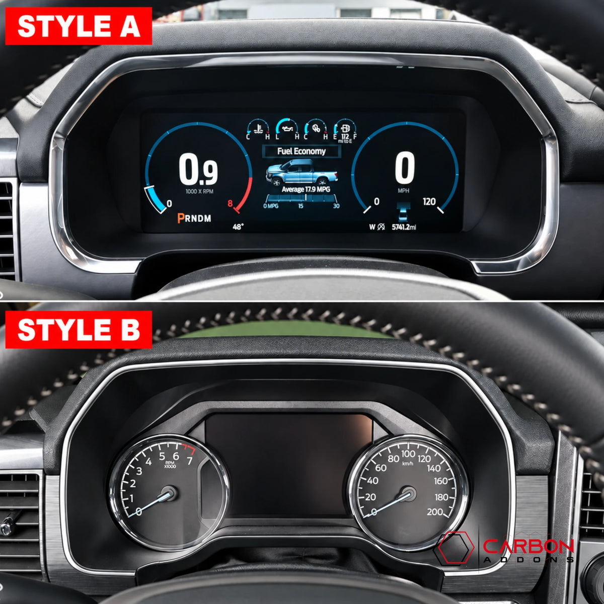 Real Carbon Fiber Gauge Cluster Trim Cover for 2021-2023 Ford F-150