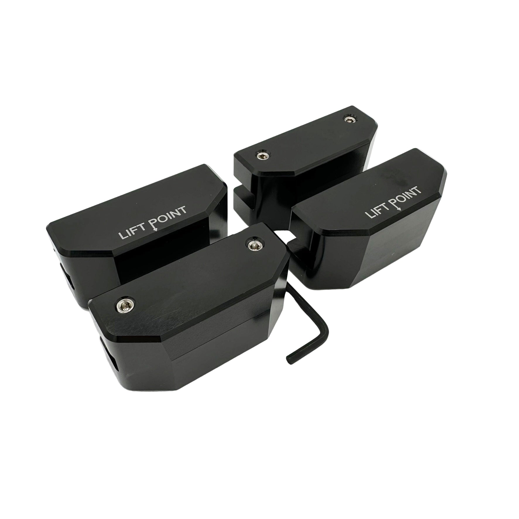 Four black 'LIFT POINT' components on a white background