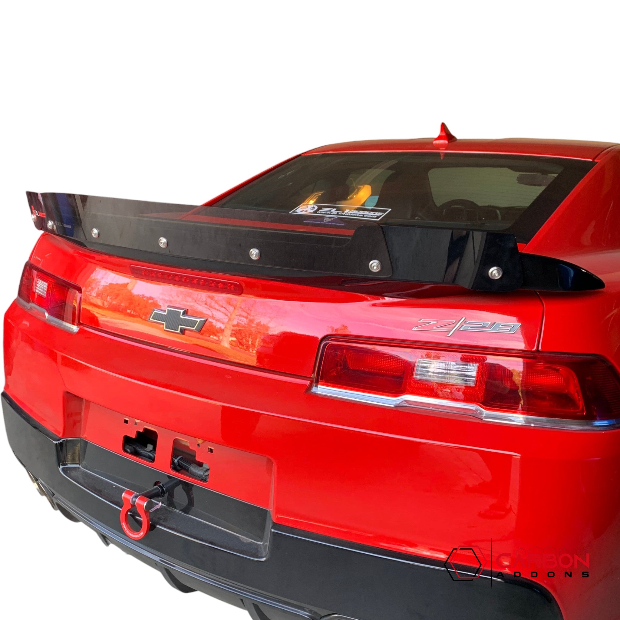 Red Camaro with spoiler