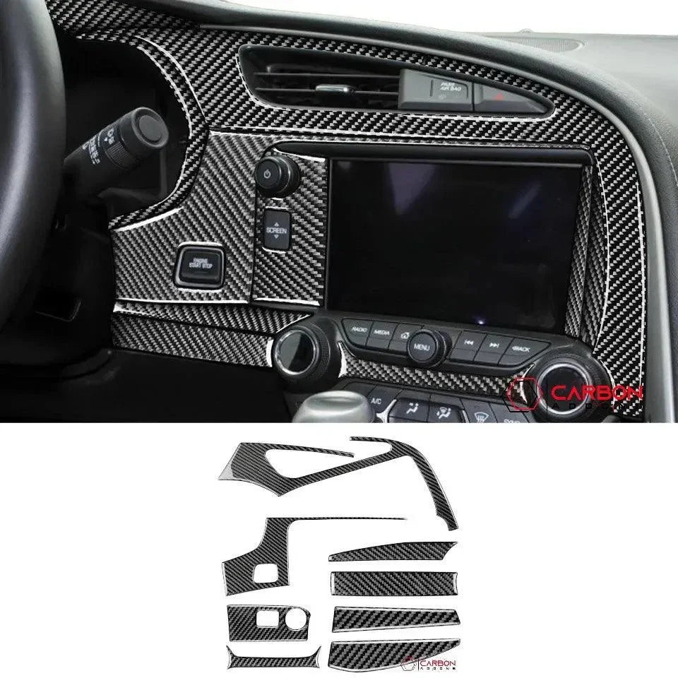 C7 Mouse In Dash C7 Corvette 2014-2019 Carbon Fiber Multimedia Dash Trim Overlay Carbon ...