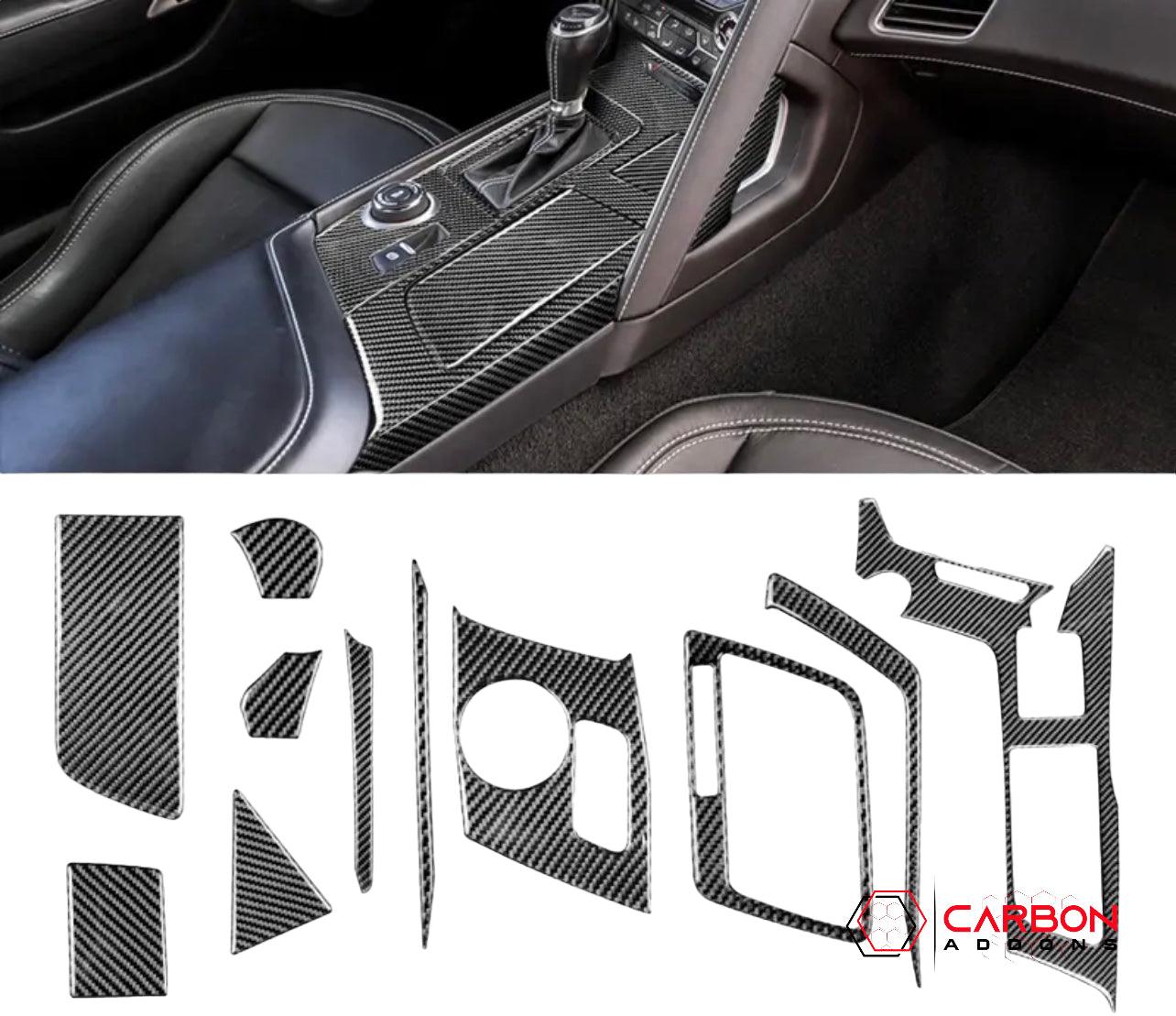 C7 Corvette 2014-2019 Center Console Carbon Fiber Overlay - carbonaddons Carbon Fiber Parts, Accessories, Upgrades, Mods