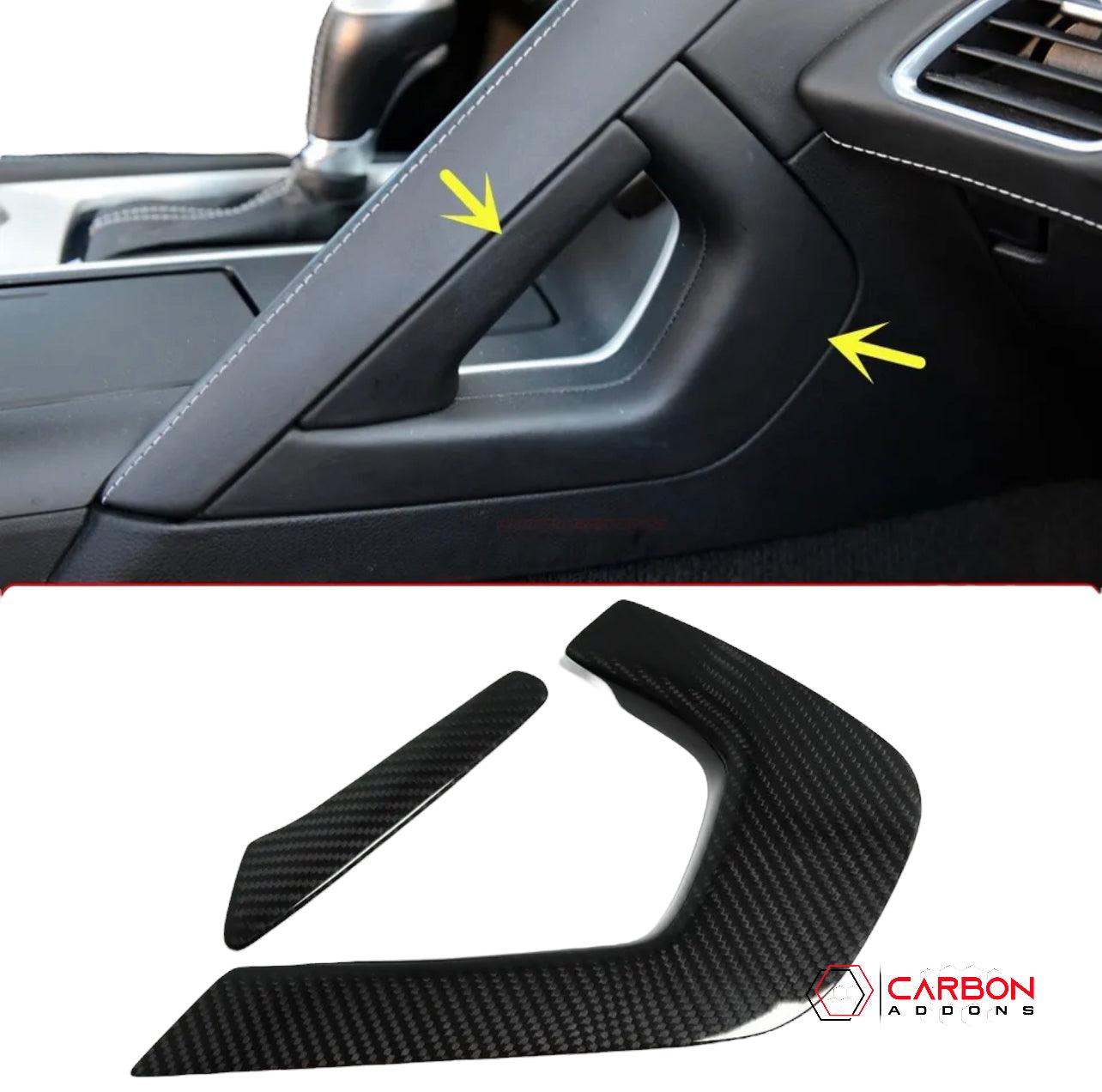 C7 Corvette 2014-2029 Carbon Fiber Center Console Handle Trim Covers - carbonaddons Carbon Fiber Parts, Accessories, Upgrades, Mods