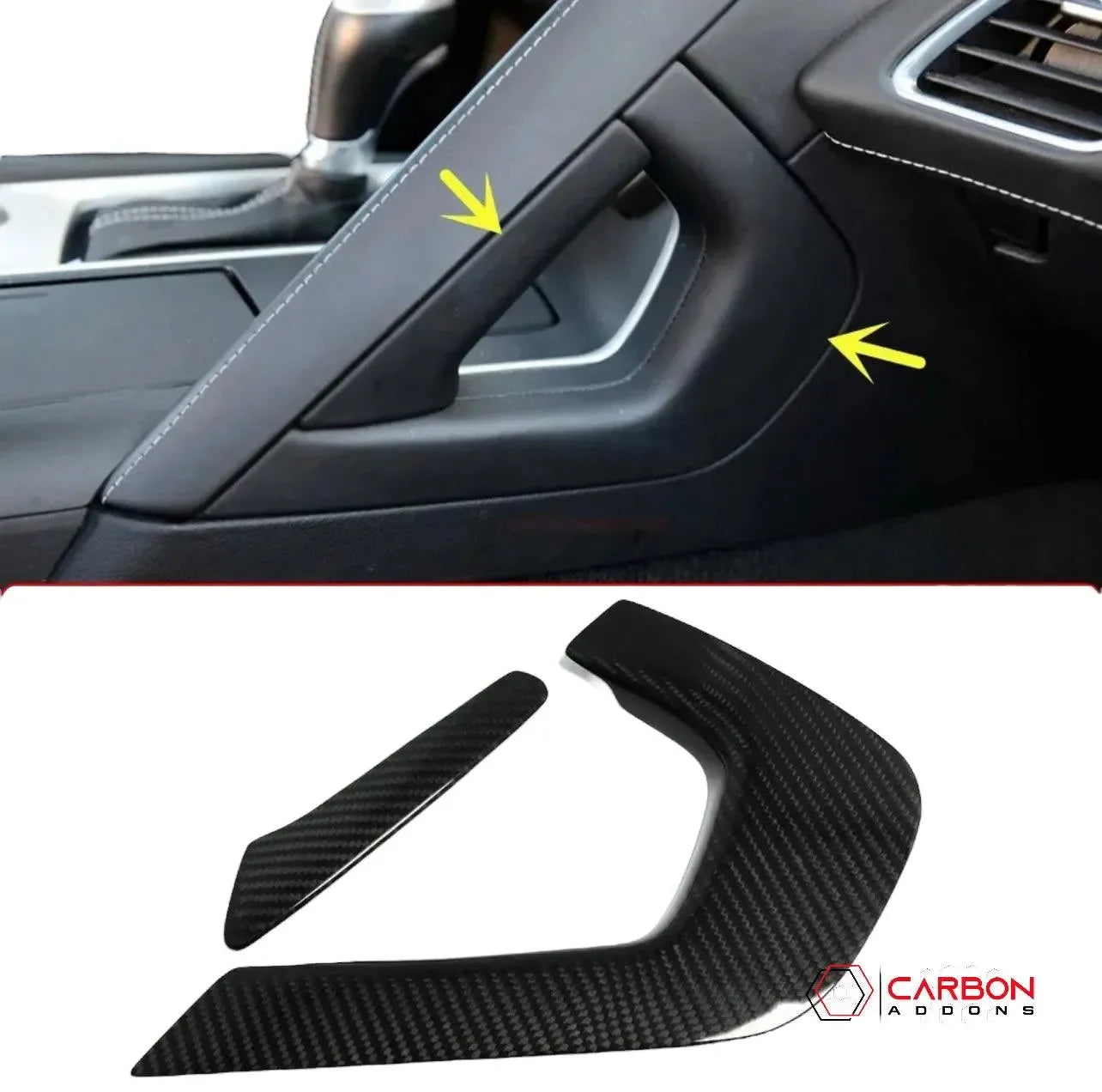 C7 Corvette 2014-2019 Carbon Fiber Center Console Handle Trim Covers ...