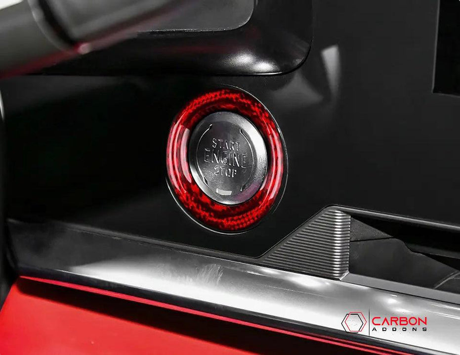 C8 2020+ Chevy Corvette Start Stop Button Carbon Fiber Surround Trim Cover - carbonaddons Carbon Fiber Parts, Accessories, Upgrades, Mods