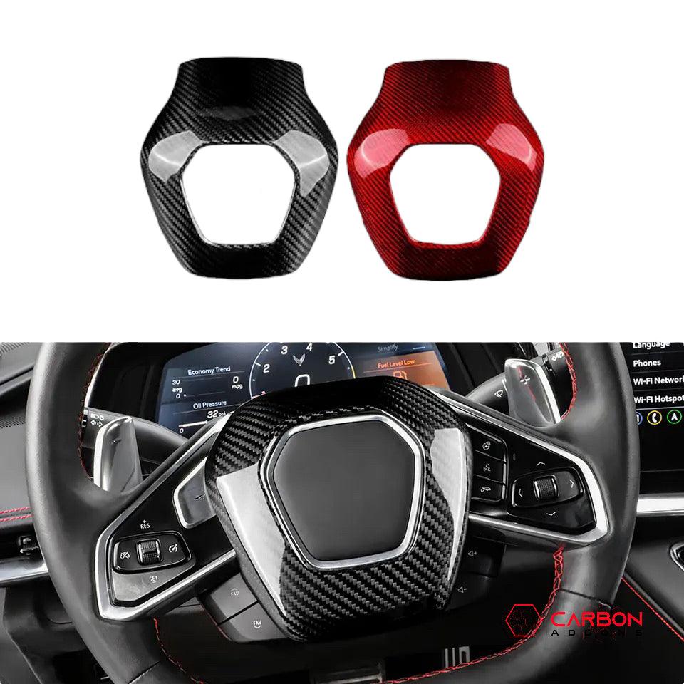 C8 2020+ Corvette Steering Wheel Carbon Fiber Airbag Cover - carbonaddons Carbon Fiber Parts, Accessories, Upgrades, Mods