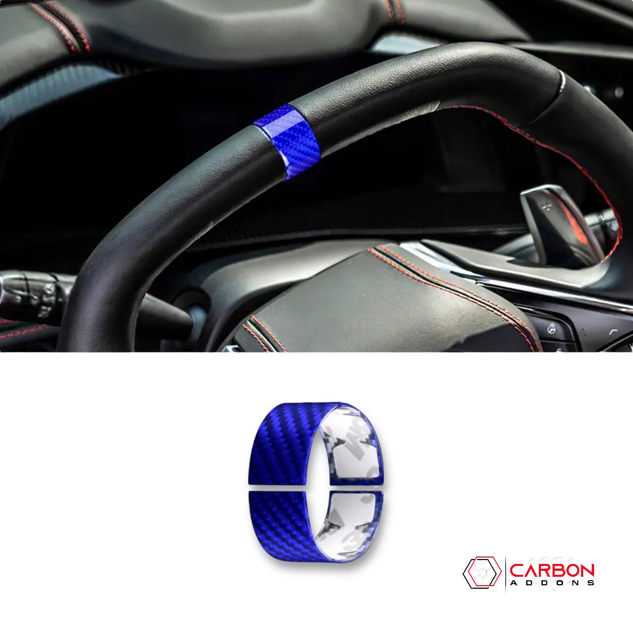 C8 2020+ Corvette Steering Wheel Racing Stripe Carbon Fiber Covers - carbonaddons Carbon Fiber Parts, Accessories, Upgrades, Mods