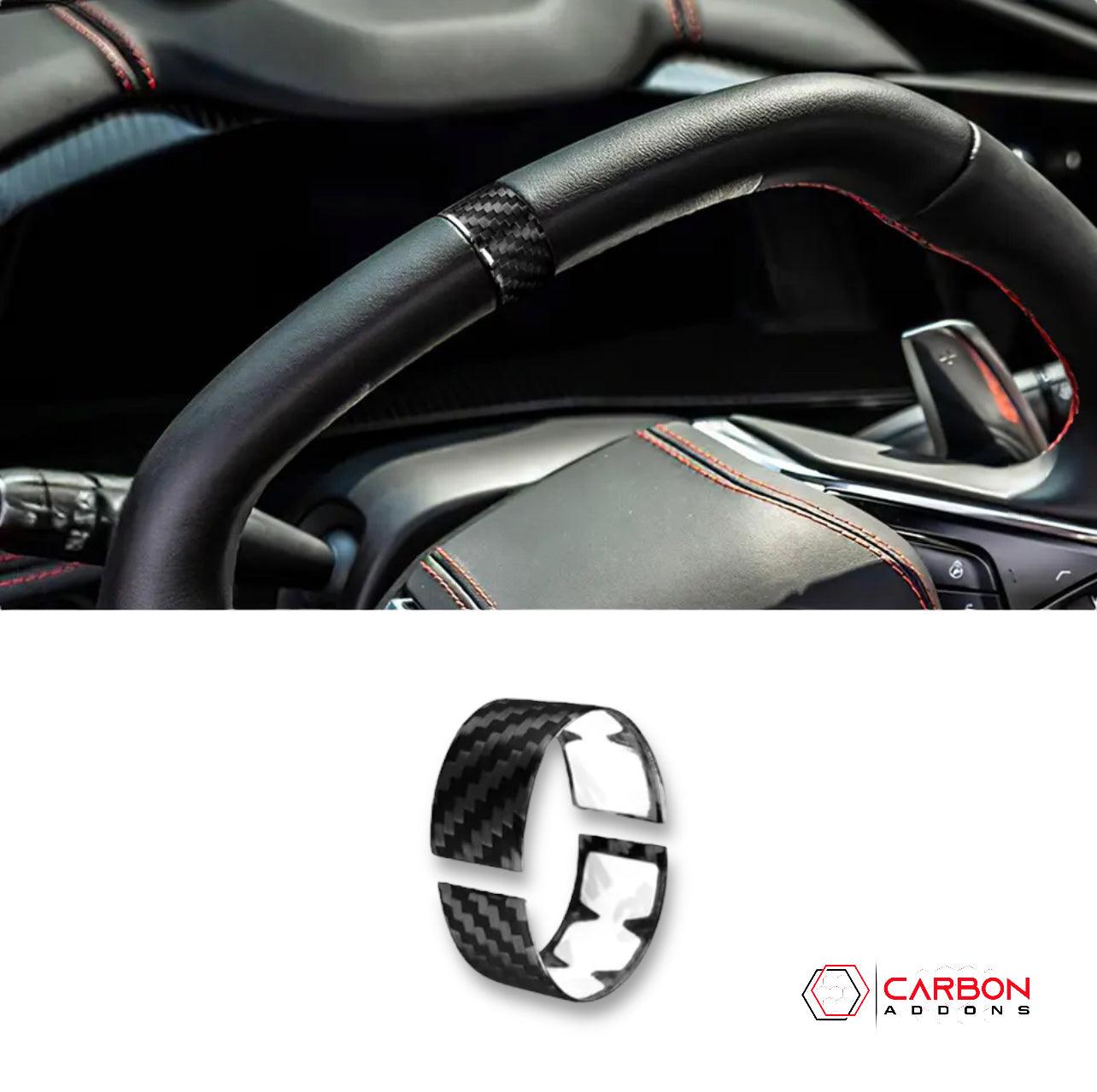 C8 2020+ Corvette Steering Wheel Racing Stripe Carbon Fiber Covers - carbonaddons Carbon Fiber Parts, Accessories, Upgrades, Mods