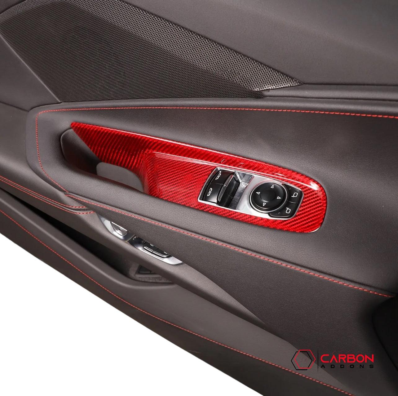 C8 Corvette 2020+ Real Carbon Fiber Window Switch Trim Cover - carbonaddons Carbon Fiber Parts, Accessories, Upgrades, Mods