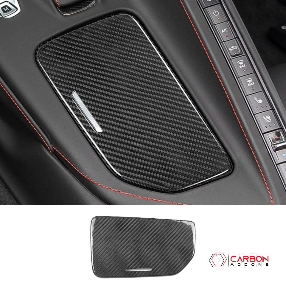 C8 Corvette Carbon Fiber Center Console Cup Holder Lid Cover - carbonaddons Carbon Fiber Parts, Accessories, Upgrades, Mods