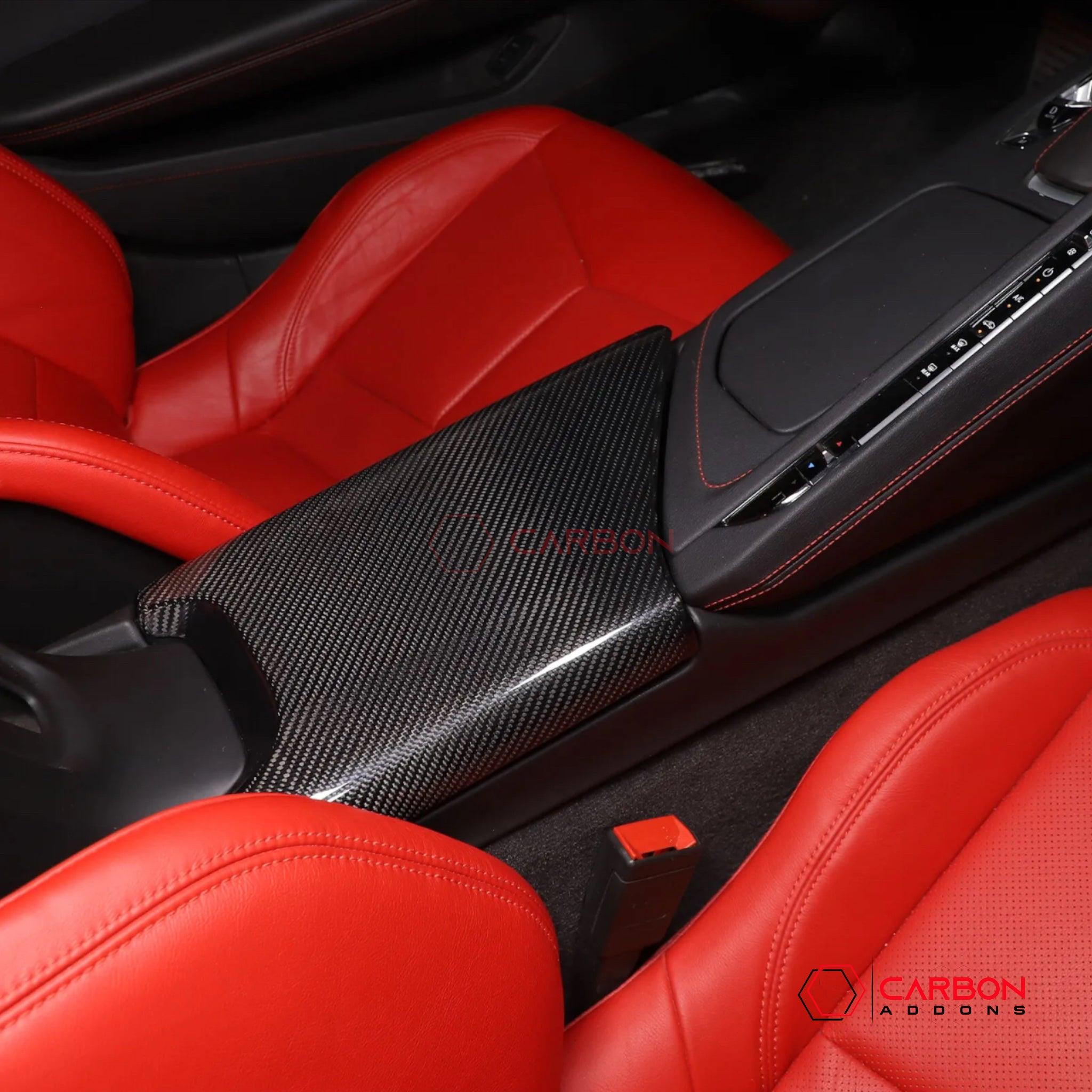 C8 Corvette Carbon Fiber Center Console Lid Arm Rest Cover - carbonaddons Carbon Fiber Parts, Accessories, Upgrades, Mods
