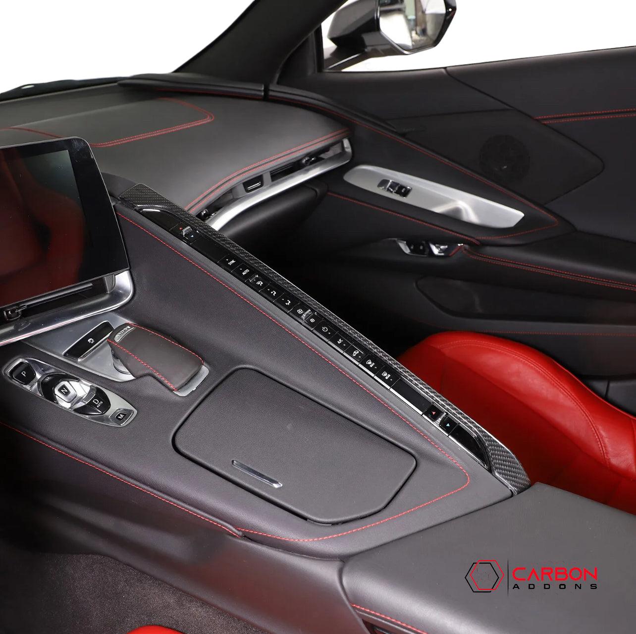 C8 Corvette Carbon Fiber Upper Right Center Console Cover - carbonaddons Carbon Fiber Parts, Accessories, Upgrades, Mods
