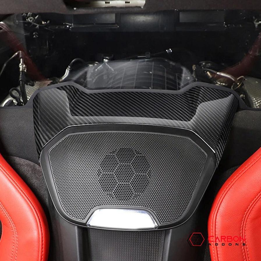 C8 Corvette Carbon Fiber Waterfall Speaker Upper Trim Cover - carbonaddons Carbon Fiber Parts, Accessories, Upgrades, Mods