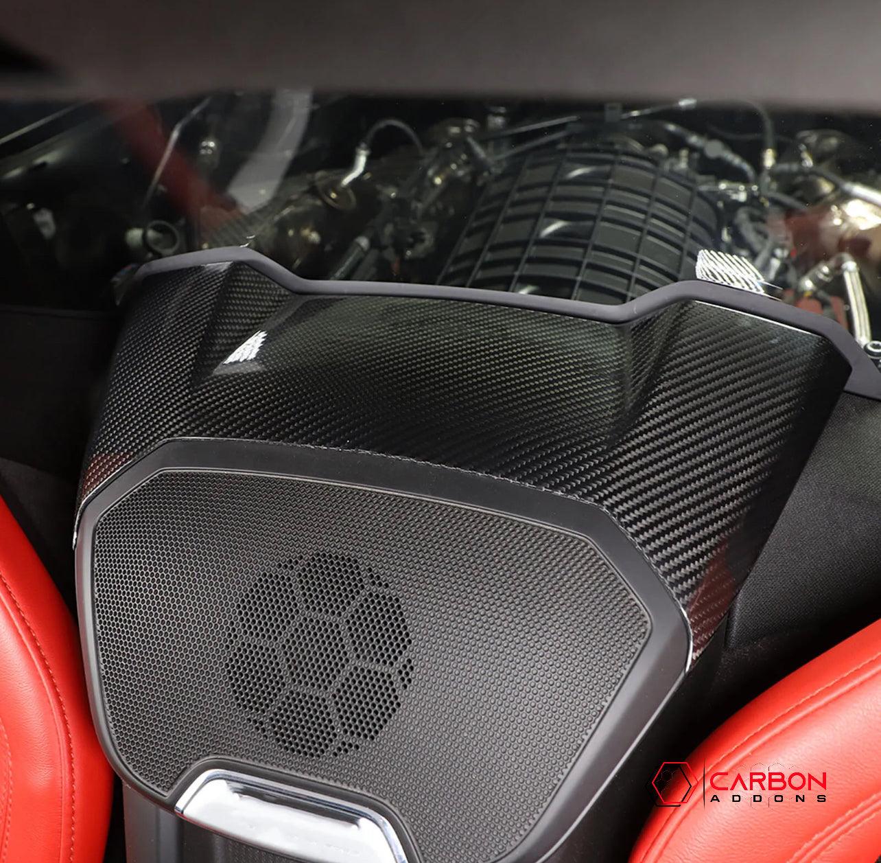 C8 Corvette Carbon Fiber Waterfall Speaker Upper Trim Cover - carbonaddons Carbon Fiber Parts, Accessories, Upgrades, Mods