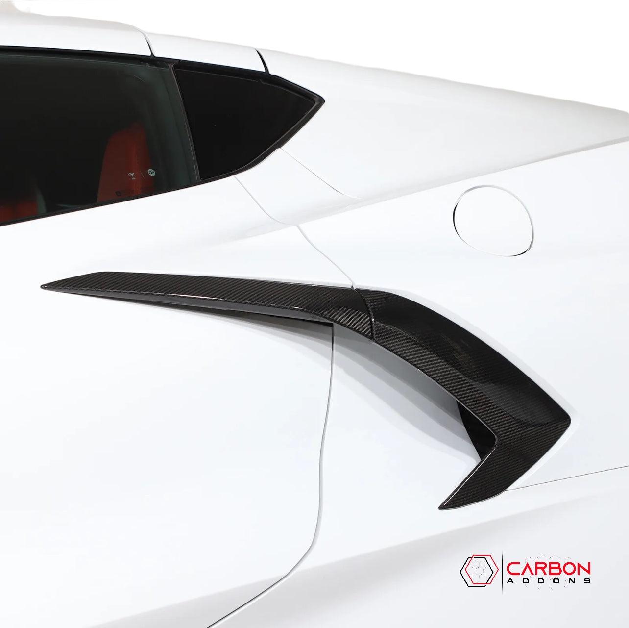 C8 Corvette Exterior Side Scoop Boomerang Trim Carbon Fiber Cover Set - carbonaddons Carbon Fiber Parts, Accessories, Upgrades, Mods