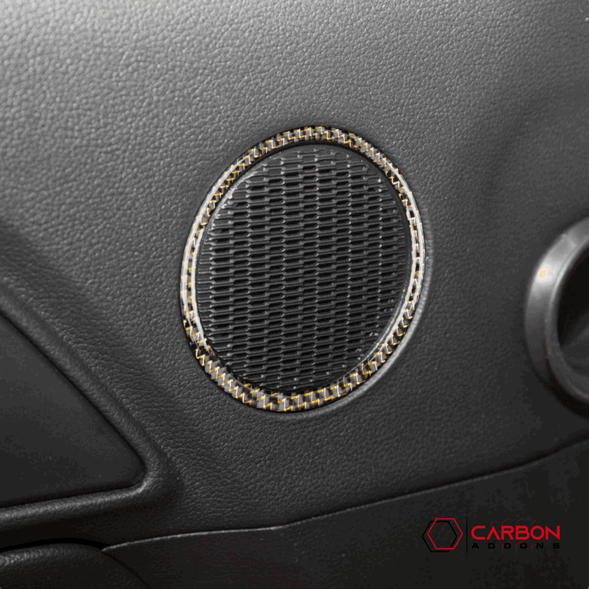 Carbon Fiber Door Speaker Trim Overlay for Ford Mustang 2015-2023 - carbonaddons Carbon Fiber Parts, Accessories, Upgrades, Mods