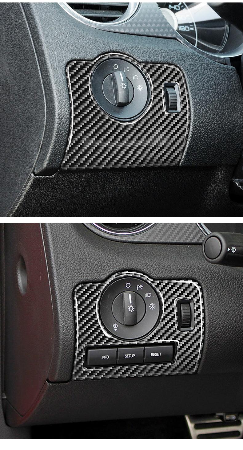 Carbon Fiber Headlight Control Trim interior Overlay For Ford Mustang 2010-2014 - carbonaddons Carbon Fiber Parts, Accessories, Upgrades, Mods