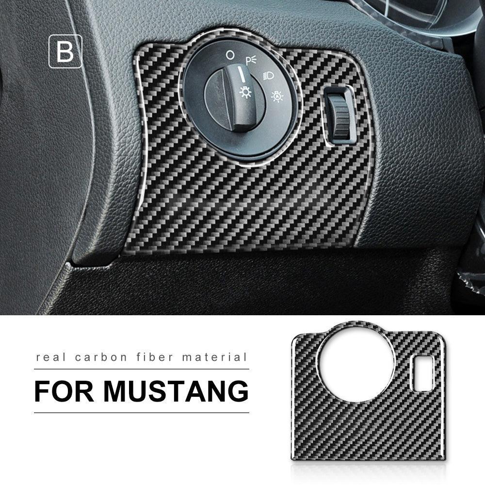 Carbon Fiber Headlight Control Trim interior Overlay For Ford Mustang 2010-2014 - carbonaddons Carbon Fiber Parts, Accessories, Upgrades, Mods
