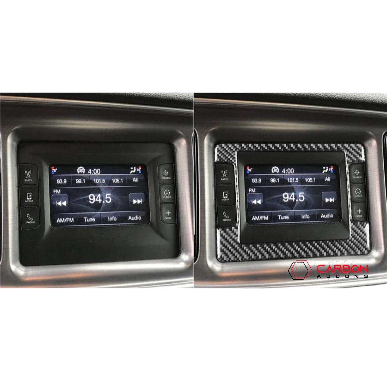Carbon Fiber Infotainment Radio Screen Trim Overlay for Dodge Challenger 2015 - carbonaddons Carbon Fiber Parts, Accessories, Upgrades, Mods