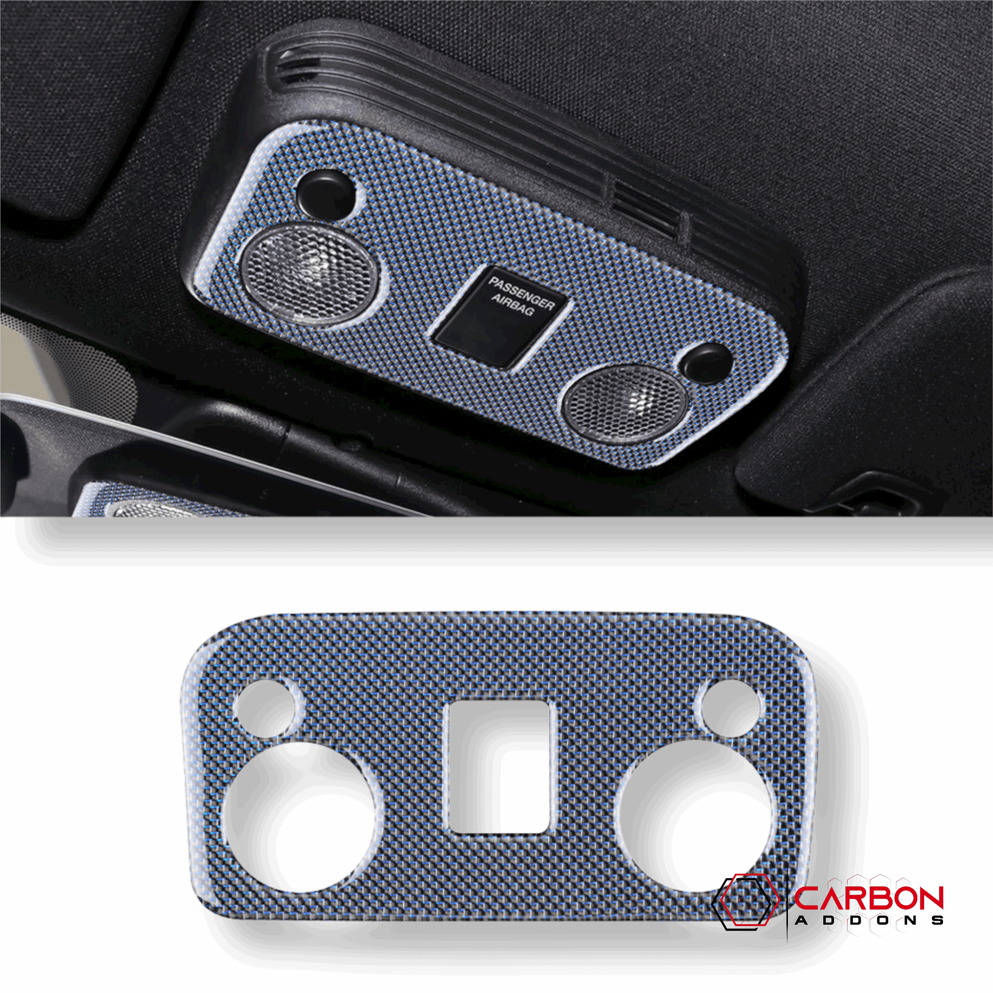 Carbon Fiber Overhead Dome Light Trim Overlay for Ford Mustang 2015-2023 - carbonaddons Carbon Fiber Parts, Accessories, Upgrades, Mods