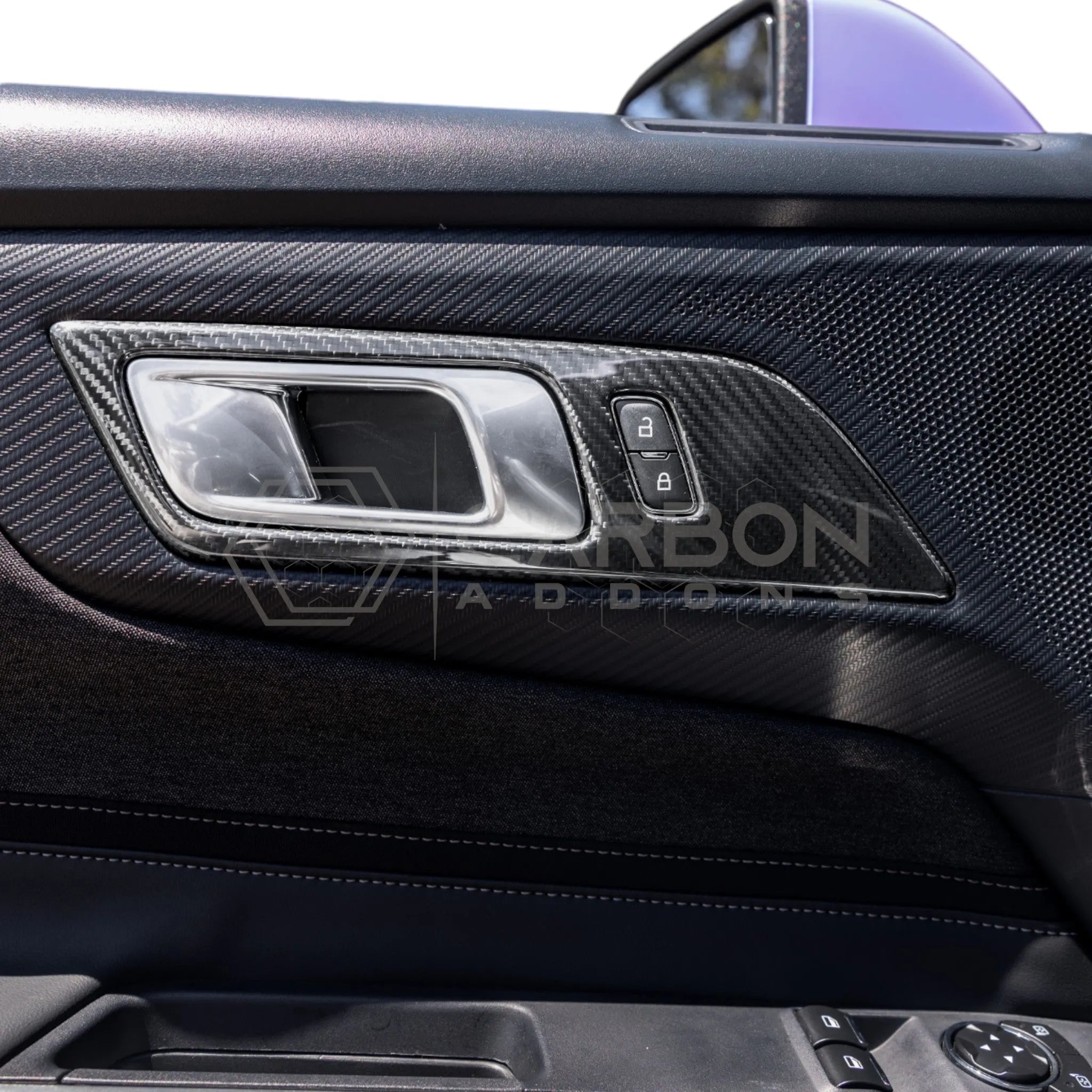 2024+ S650 Ford Mustang Hard Carbon Fiber Door Handle Trim Cover