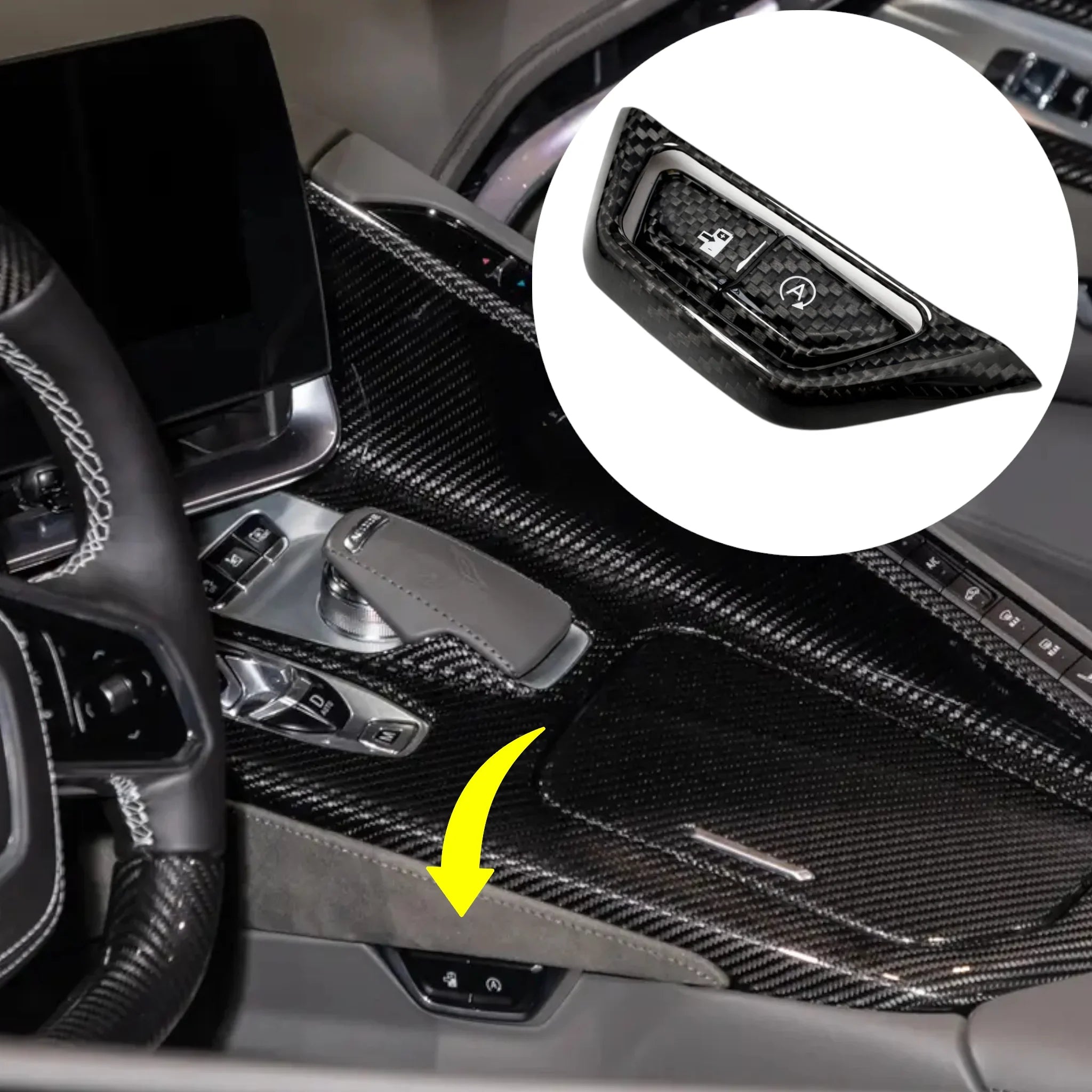 C8 Corvette E-Ray Carbon Fiber Regenerative Braking & Auto Start-Stop Button and Trim Covers