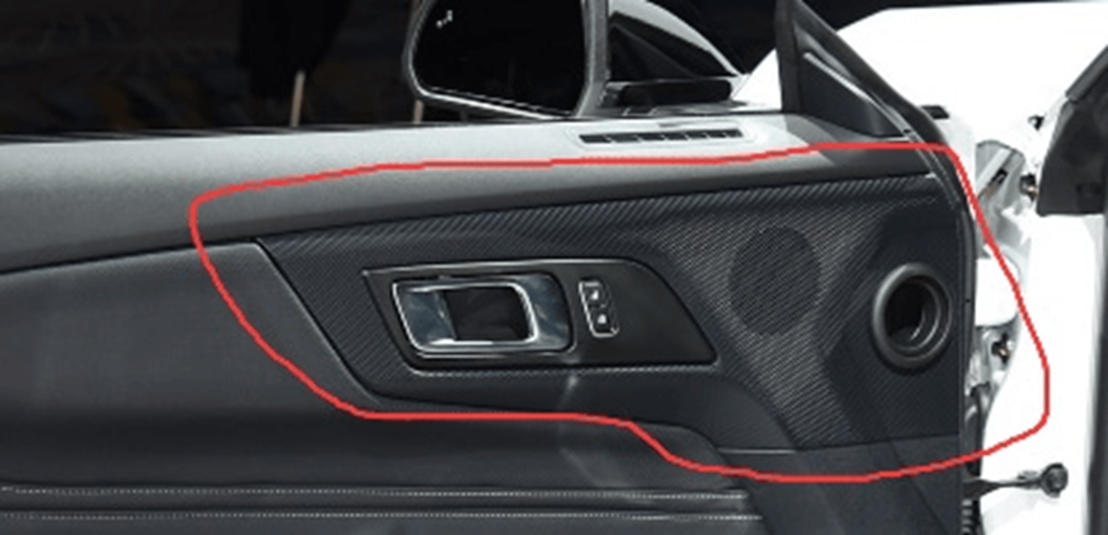 [Coming Soon] 2pcs Set 2024-Up S650 Ford Mustang Hard Carbon Fiber Door Handle/Speaker Panel Trim Cover - carbonaddons Carbon Fiber Parts, Accessories, Upgrades, Mods