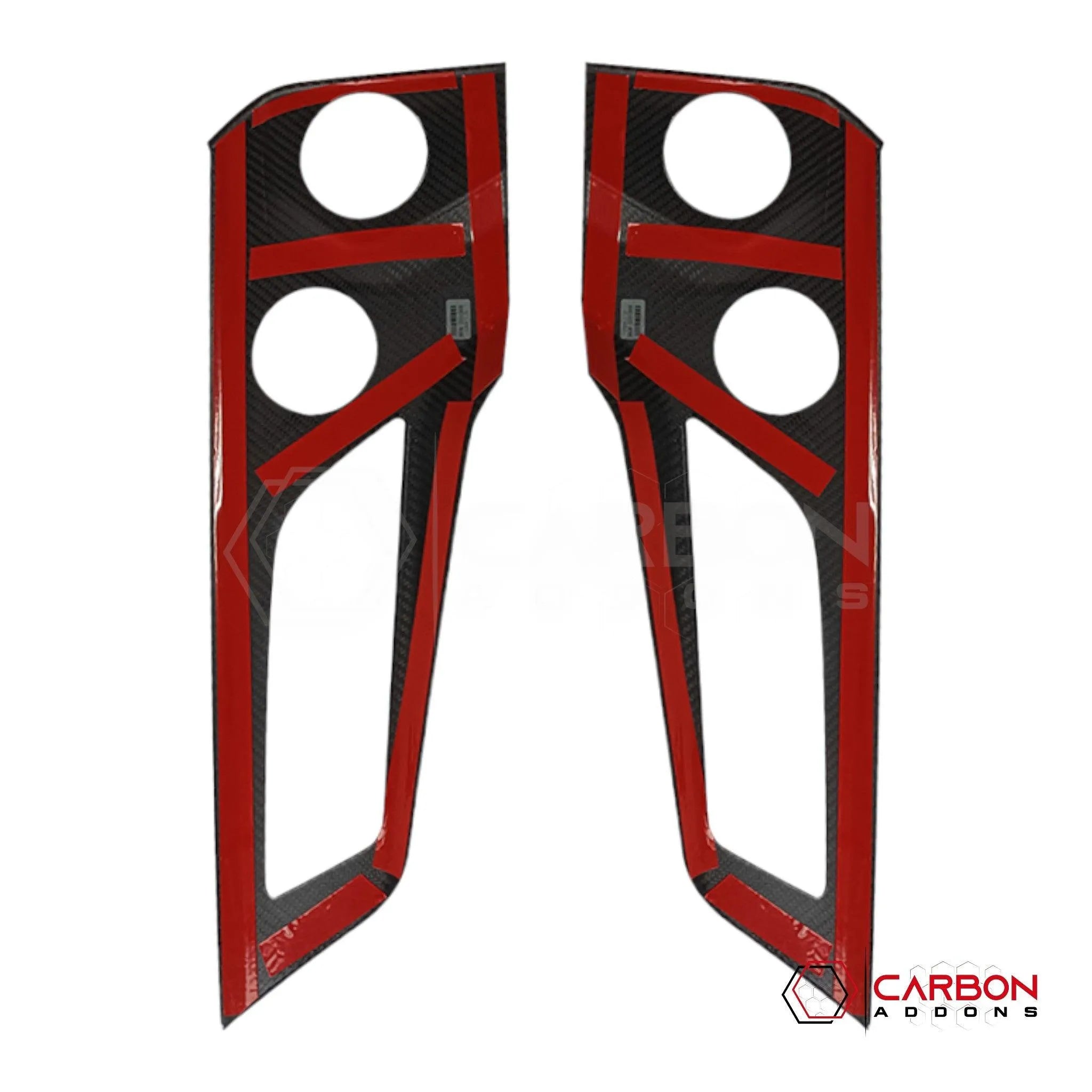 [Coming Soon] 2pcs Set 2024-Up S650 Ford Mustang Hard Carbon Fiber Door Handle/Speaker Panel Trim Cover - carbonaddons Carbon Fiber Parts, Accessories, Upgrades, Mods