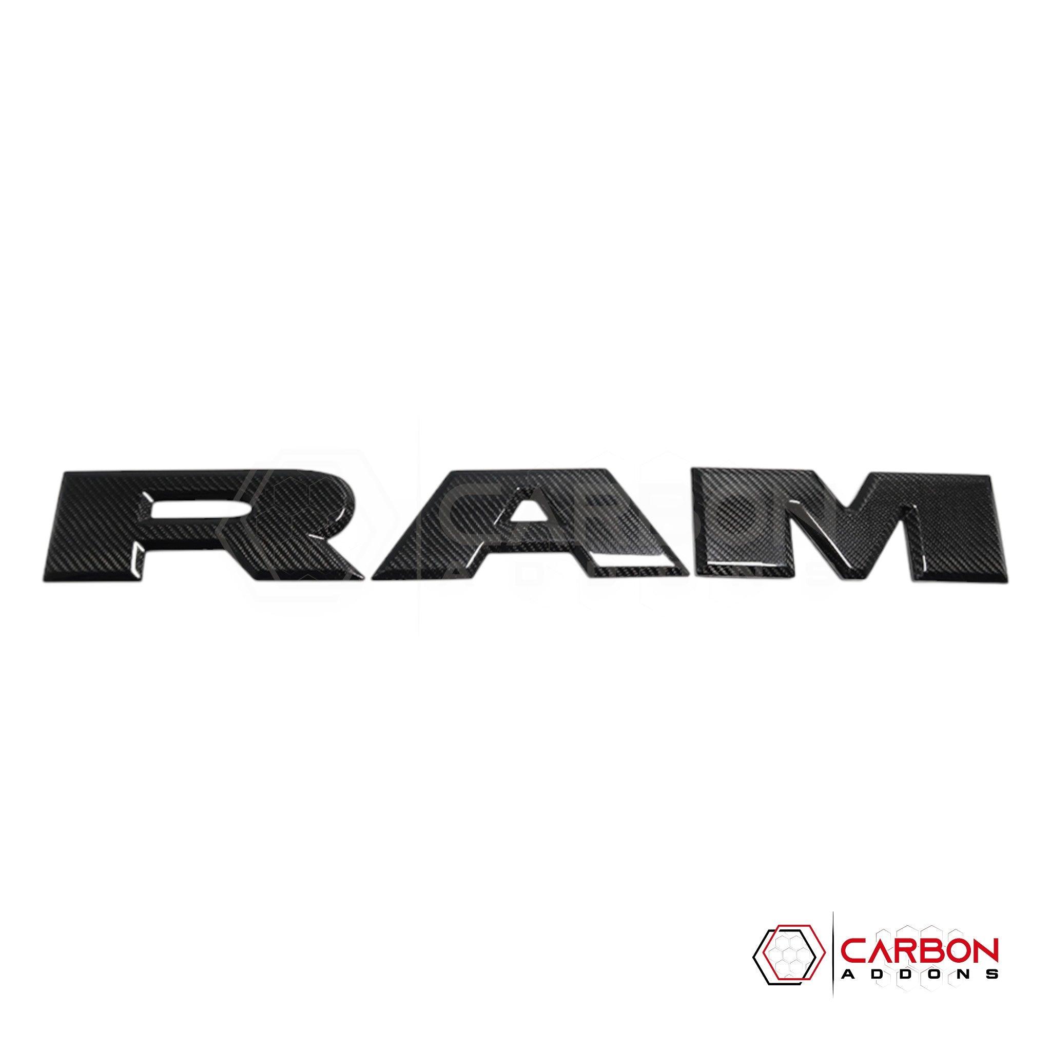 [Coming Soon] RAM TRX 2021-2024 Tailgate RAM Emblem Lettering Hard Carbon Fiber Covers - carbonaddons Carbon Fiber Parts, Accessories, Upgrades, Mods