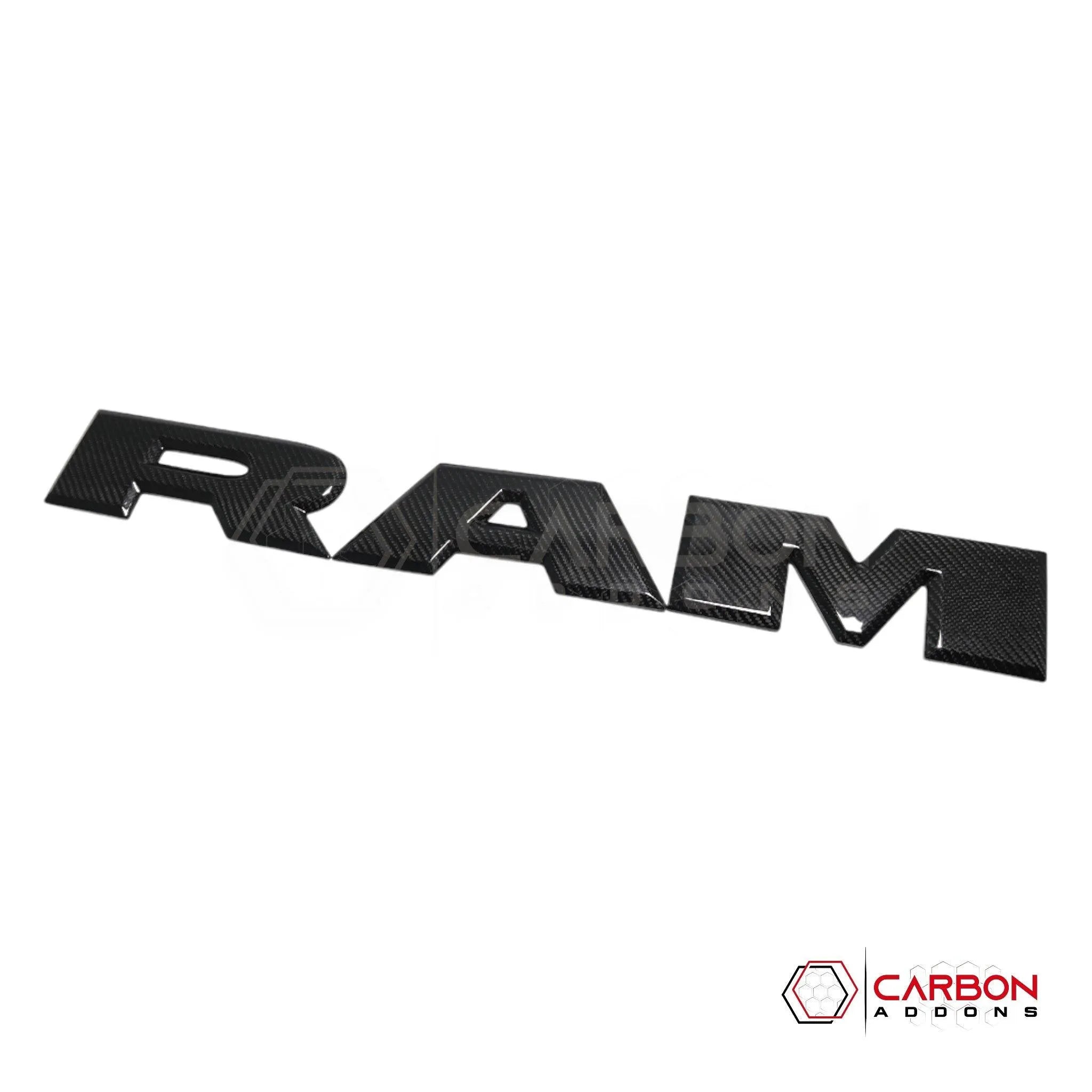 [Coming Soon] RAM TRX 2021-2024 Tailgate RAM Emblem Lettering Hard Carbon Fiber Covers - carbonaddons Carbon Fiber Parts, Accessories, Upgrades, Mods