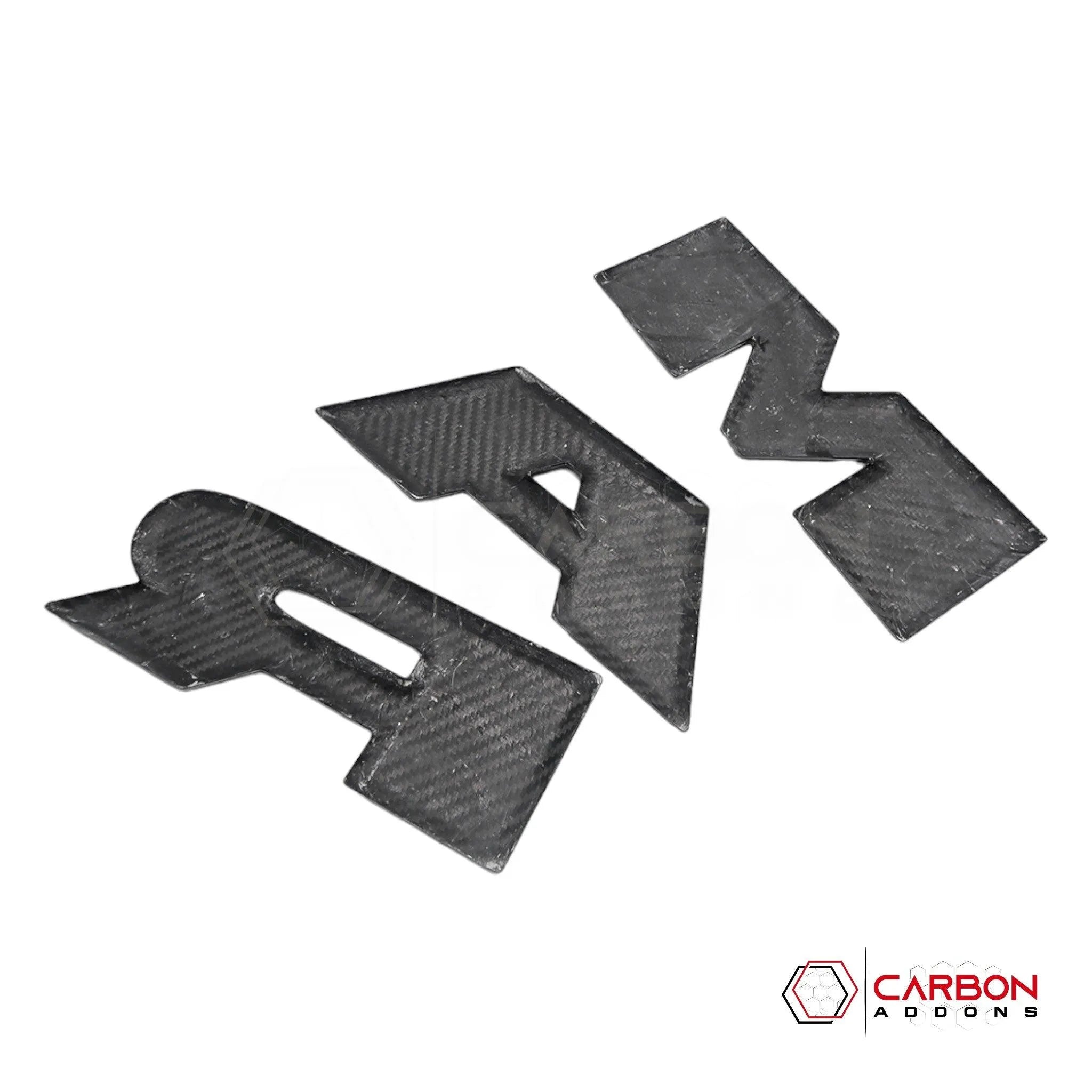 [Coming Soon] RAM TRX 2021-2024 Tailgate RAM Emblem Lettering Hard Carbon Fiber Covers - carbonaddons Carbon Fiber Parts, Accessories, Upgrades, Mods