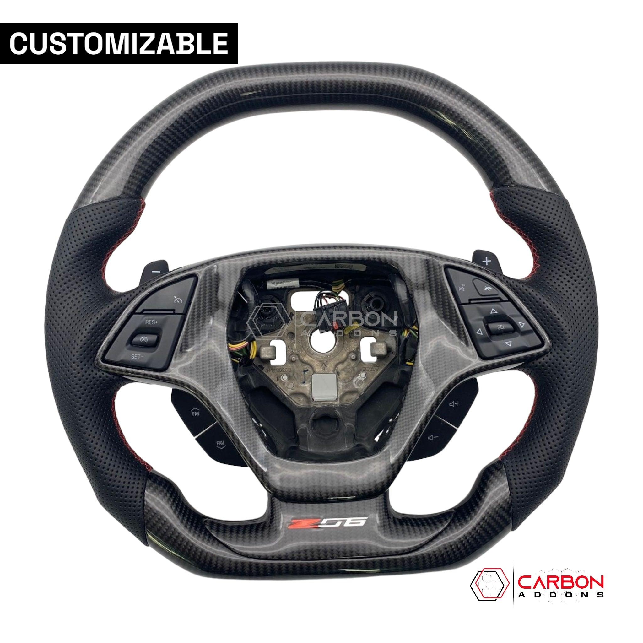 [Complete] Custom Carbon Fiber Steering Wheel C7 Corvette Stingray/Z06/Grand Sport 2014-2019 - carbonaddons Carbon Fiber Parts, Accessories, Upgrades, Mods