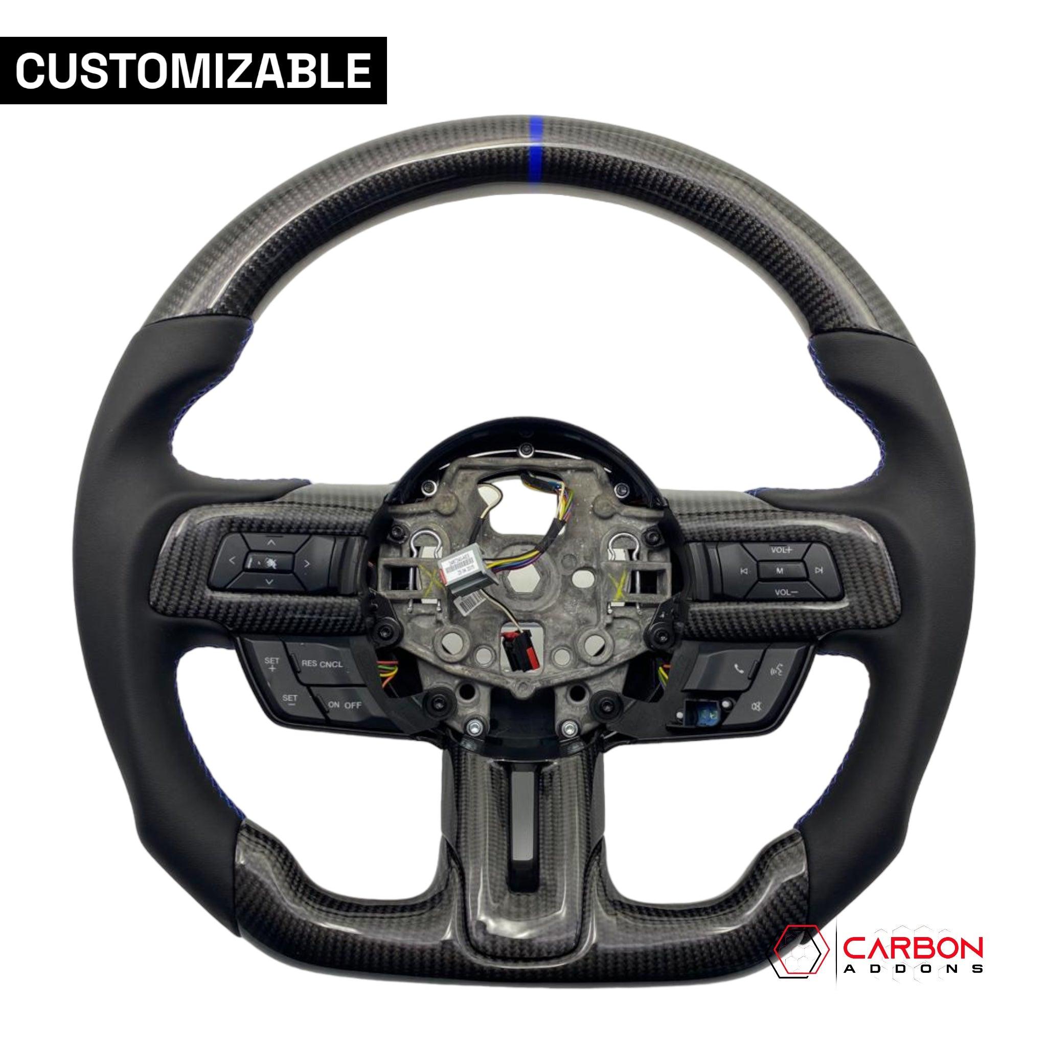 [Complete/Heated] Custom Carbon Fiber Steering Wheel for 2015-2023 Ford Mustang - carbonaddons Carbon Fiber Parts, Accessories, Upgrades, Mods