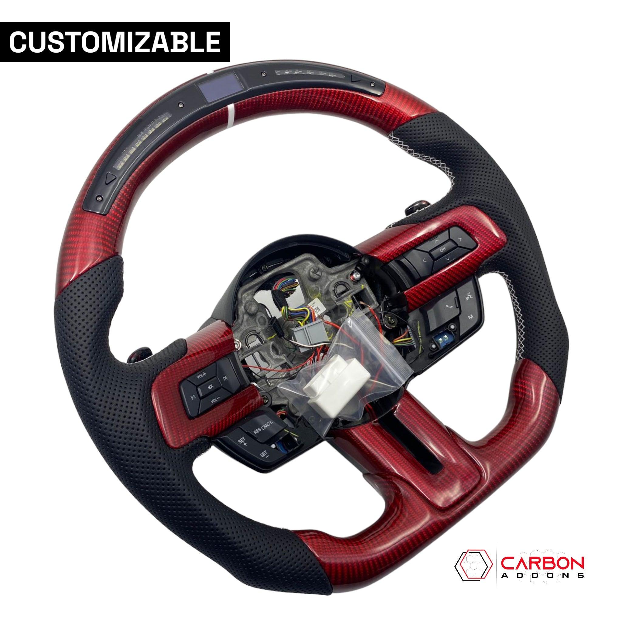 [Complete/Heated] Custom Carbon Fiber Steering Wheel for 2015-2023 Ford Mustang - carbonaddons Carbon Fiber Parts, Accessories, Upgrades, Mods