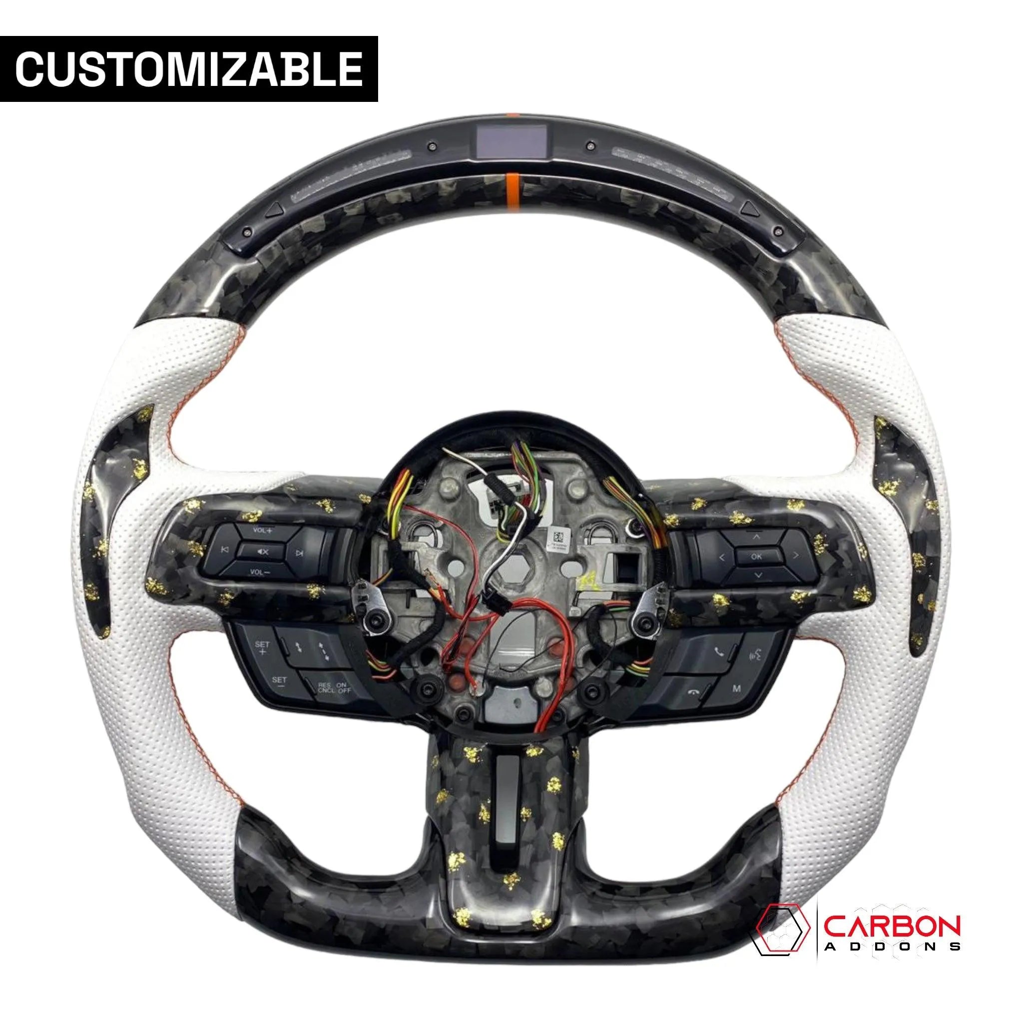 [Complete/Heated] Custom Carbon Fiber Steering Wheel for 2015-2023 Ford Mustang - carbonaddons Carbon Fiber Parts, Accessories, Upgrades, Mods