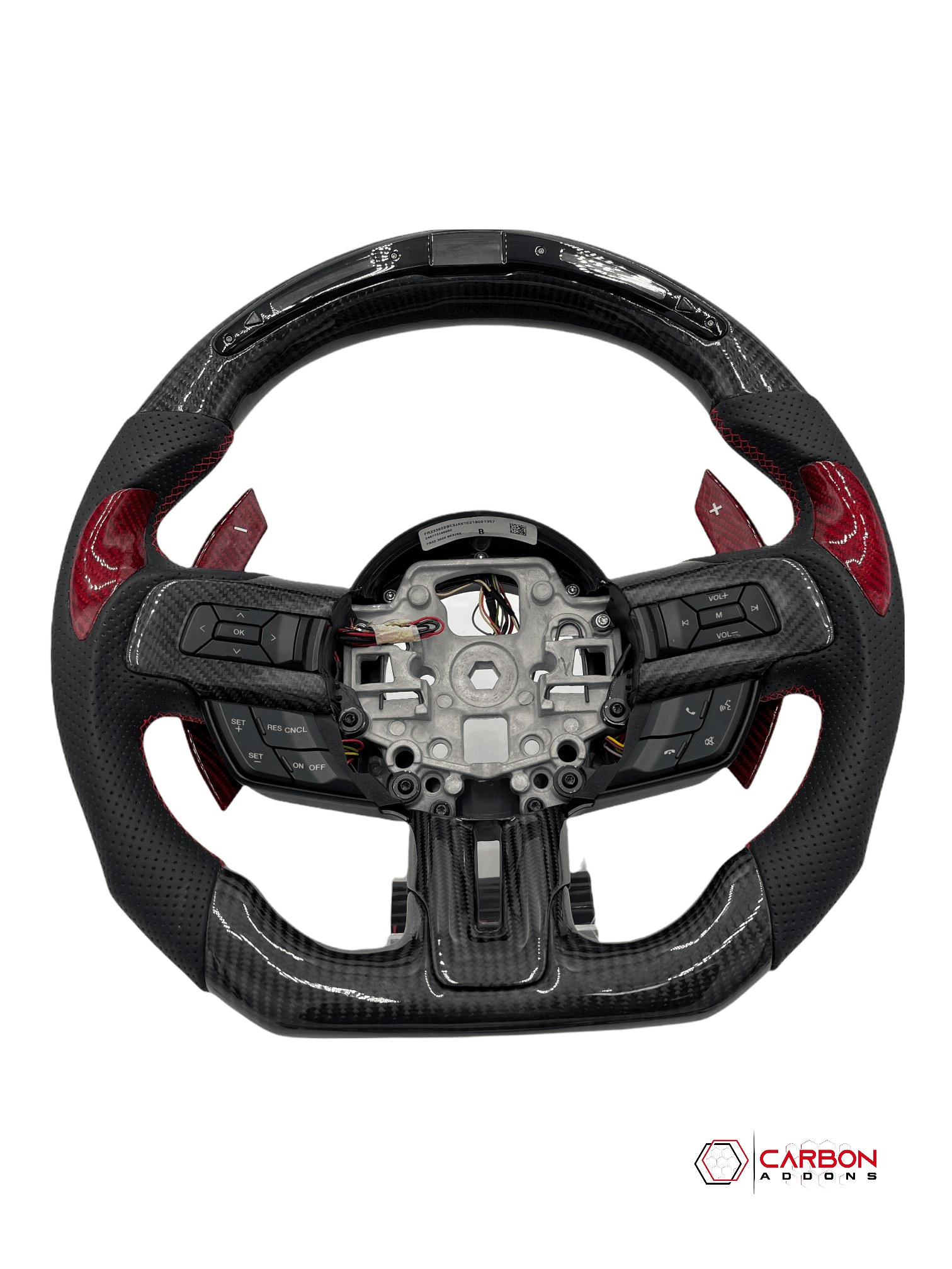 [Complete/Heated] Customizable Carbon Fiber Steering Wheel for 2015-2023 Ford Mustang - carbonaddons Carbon Fiber Parts, Accessories, Upgrades, Mods