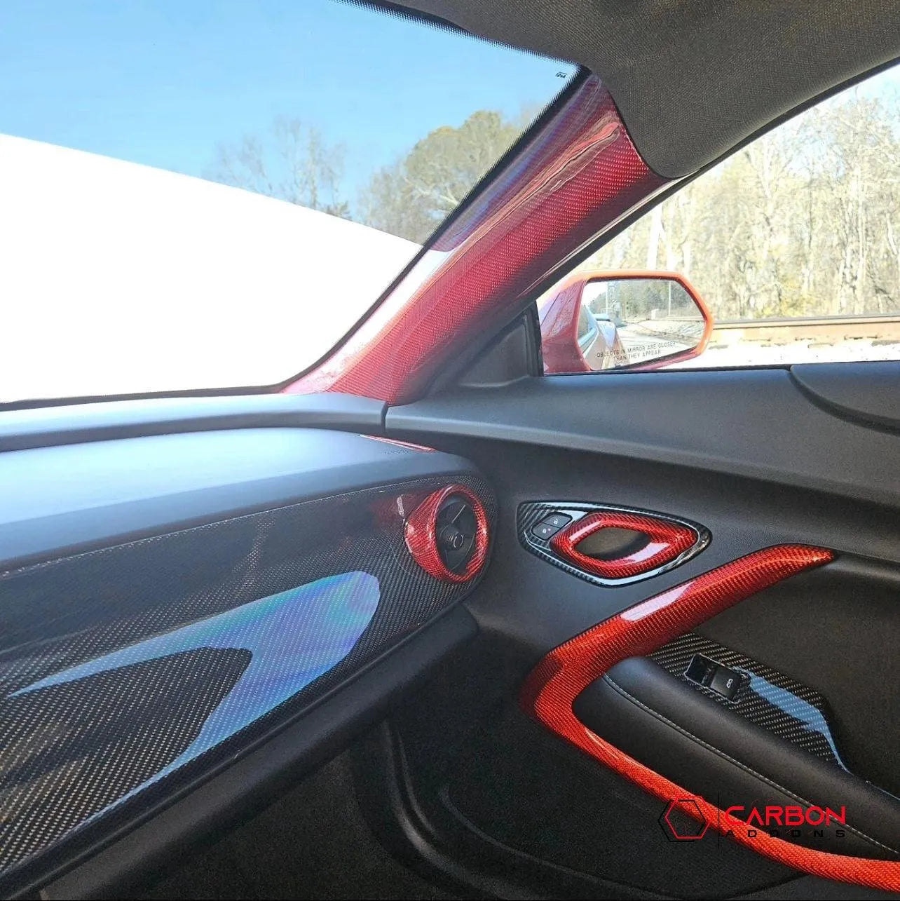 Custom Carbon Fiber Interior A-Pillars trim for 2016-2024 Chevy Camaro - carbonaddons Carbon Fiber Parts, Accessories, Upgrades, Mods