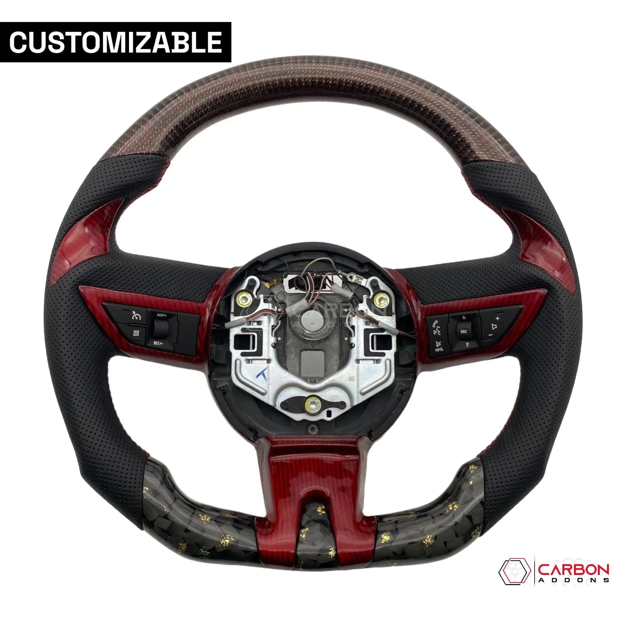 カスタム価格 17,500円⭕️1点物◎CUSTOM VOLAN SIDE Customizable Carbon Fiber Steering Wheel for Chevy Camaro 2010