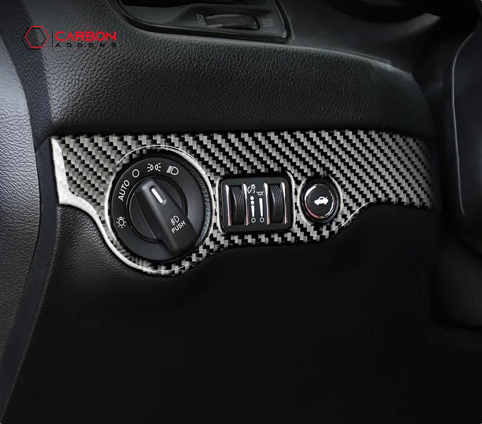 Dodge Challenger 2015-2023 Carbon Fiber Headlight and Trunk Release Button Trim Overlay - carbonaddons Carbon Fiber Parts, Accessories, Upgrades, Mods