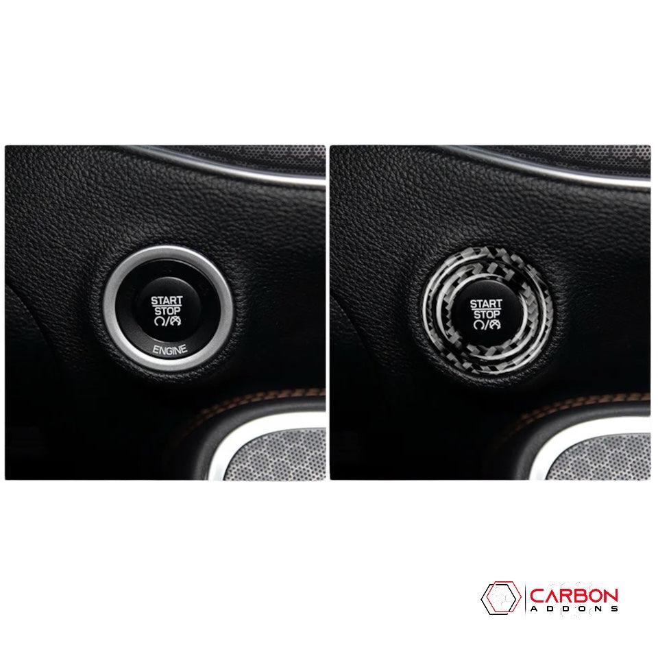 Dodge Challenger Charger Durango Jeep Chrysler 2015-2023 Carbon Fiber Start Button Surround Trim Overlay - carbonaddons Carbon Fiber Parts, Accessories, Upgrades, Mods