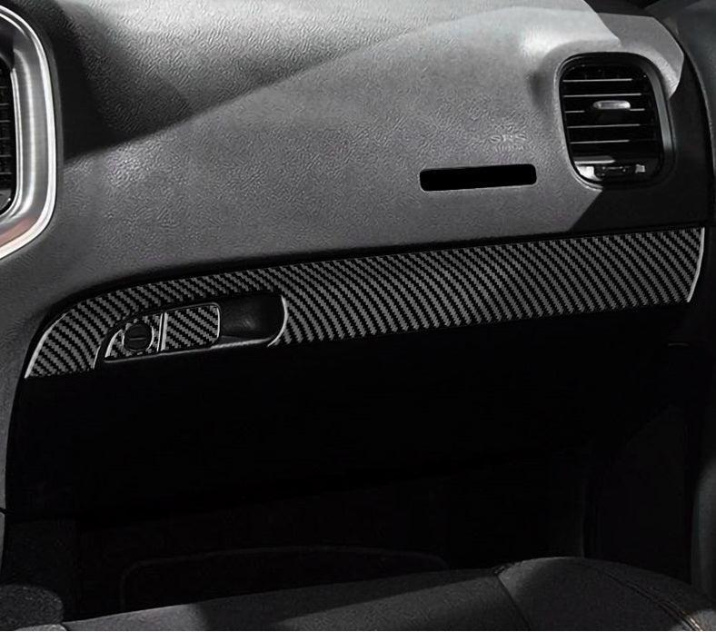 Dodge Charger 2015-2023 Carbon Fiber Storage Glove Box Trim Overlay - carbonaddons Carbon Fiber Parts, Accessories, Upgrades, Mods