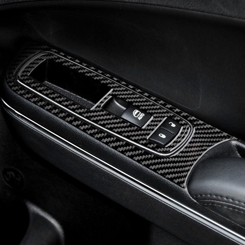 Dodge Charger 2015-2023 Carbon Fiber Window Control Trim Overlay - carbonaddons Carbon Fiber Parts, Accessories, Upgrades, Mods