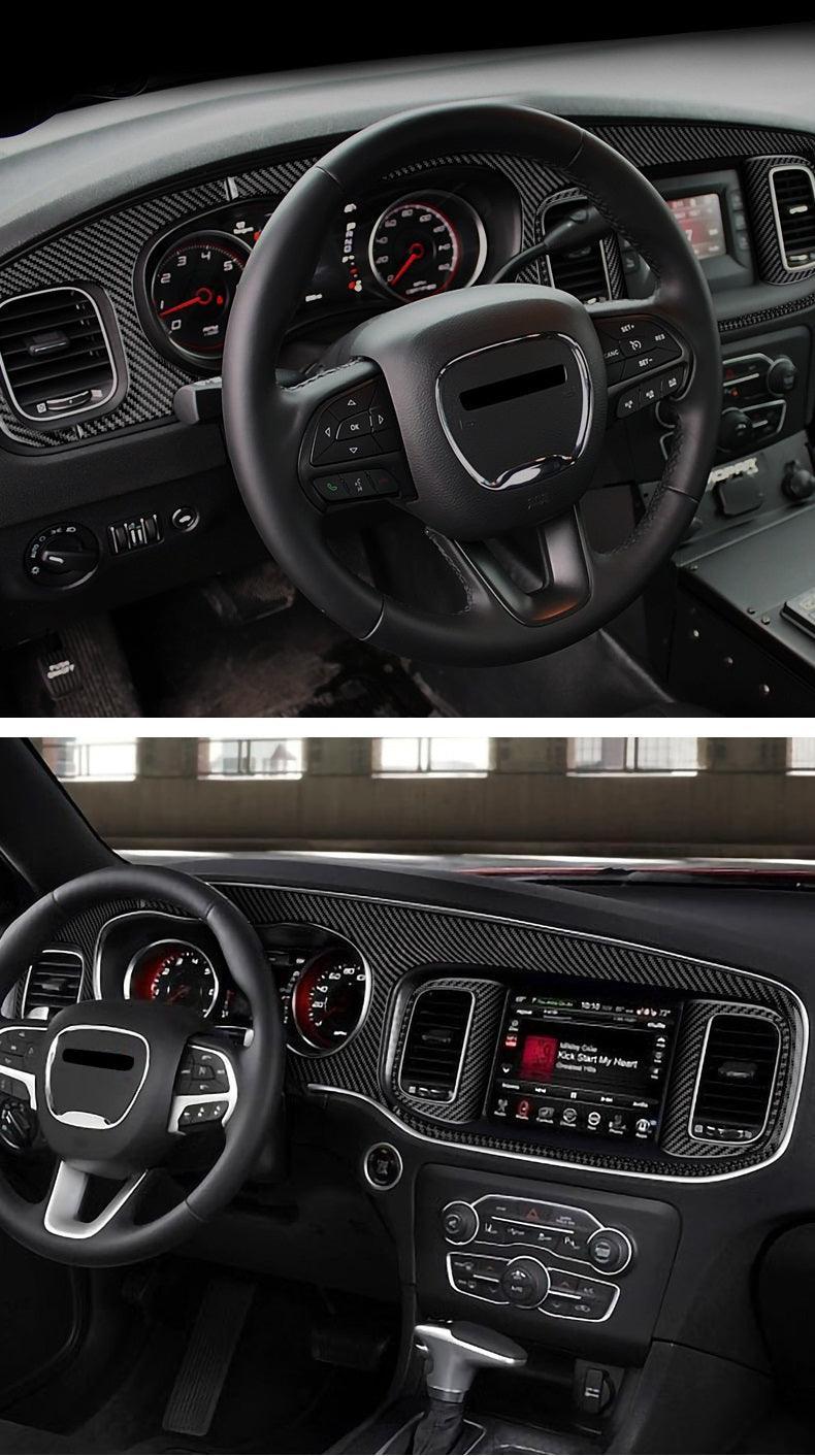Dodge Charger 2015-2023 Real Carbon Fiber Full Dash Trim Kit Overlay - carbonaddons Carbon Fiber Parts, Accessories, Upgrades, Mods