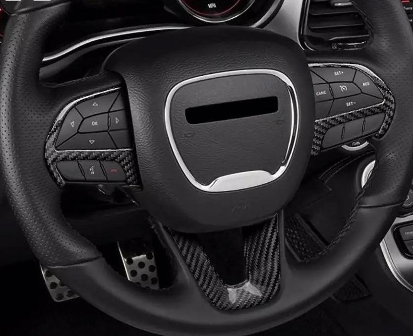 Dodge Charger Challenger Durango 2015-2023 Carbon Fiber Steering Wheel Trim Cover - carbonaddons Carbon Fiber Parts, Accessories, Upgrades, Mods