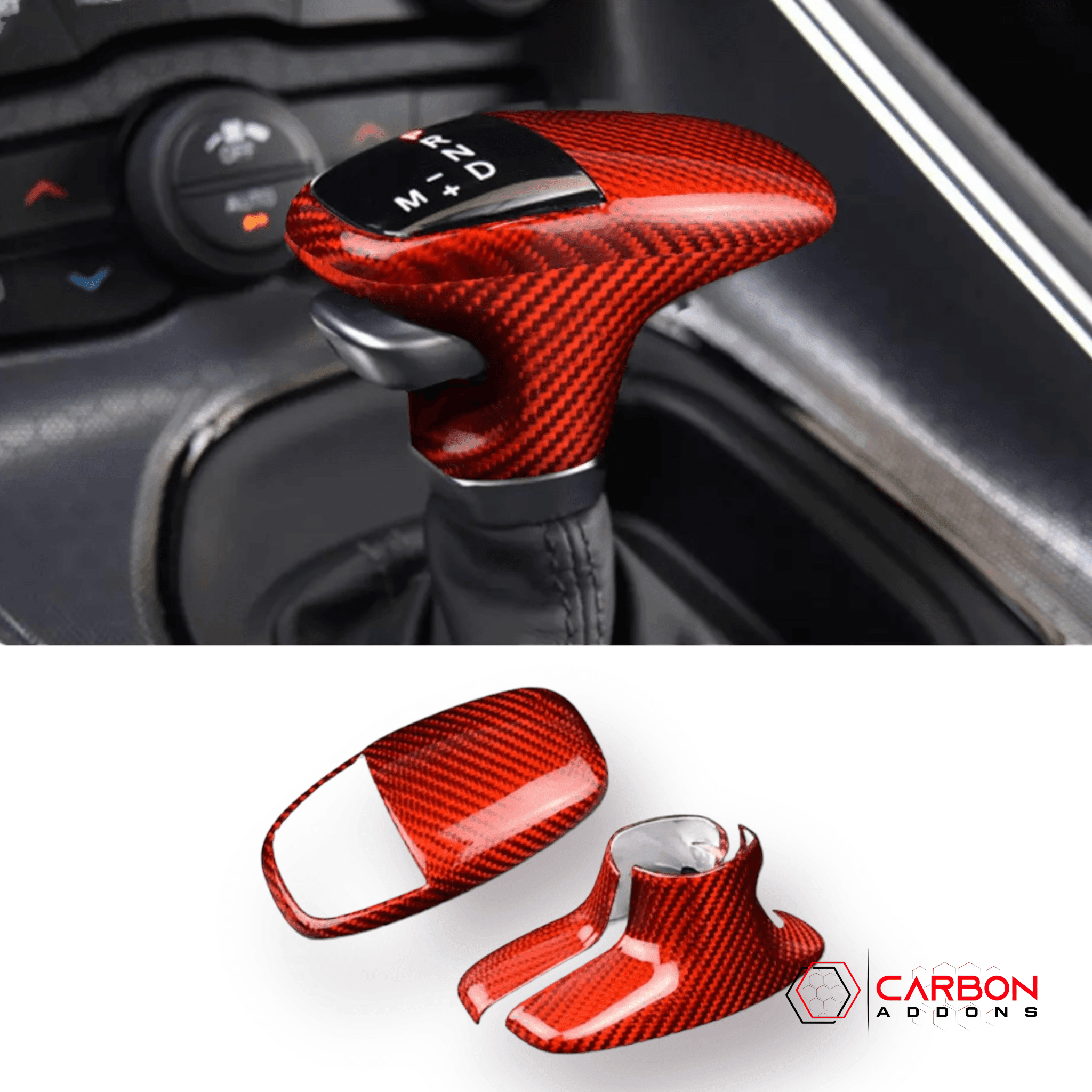 Dodge Charger/Challenger/Durango 2015-2023 Carbon Fiber Shift Knob Covers - carbonaddons Carbon Fiber Parts, Accessories, Upgrades, Mods