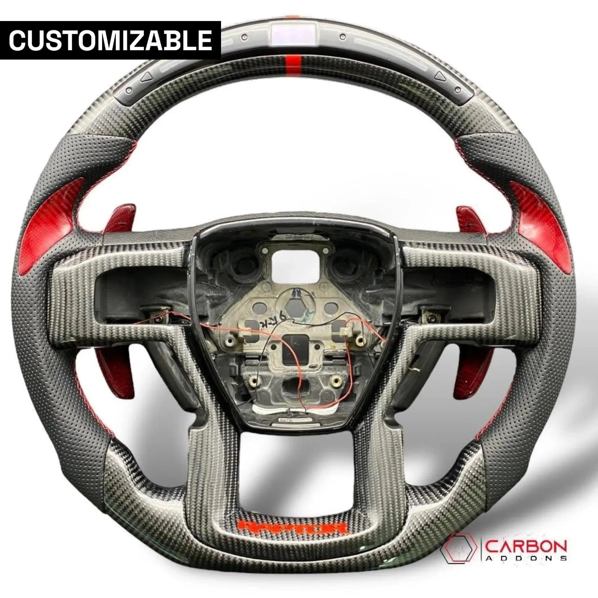 CheroCar Carbon Fiber Grain Steering Wheel Cover Trim For 2009-2014 Ford F150 - ABS Plastic, Direct Replacement, 1-Year Warranty
