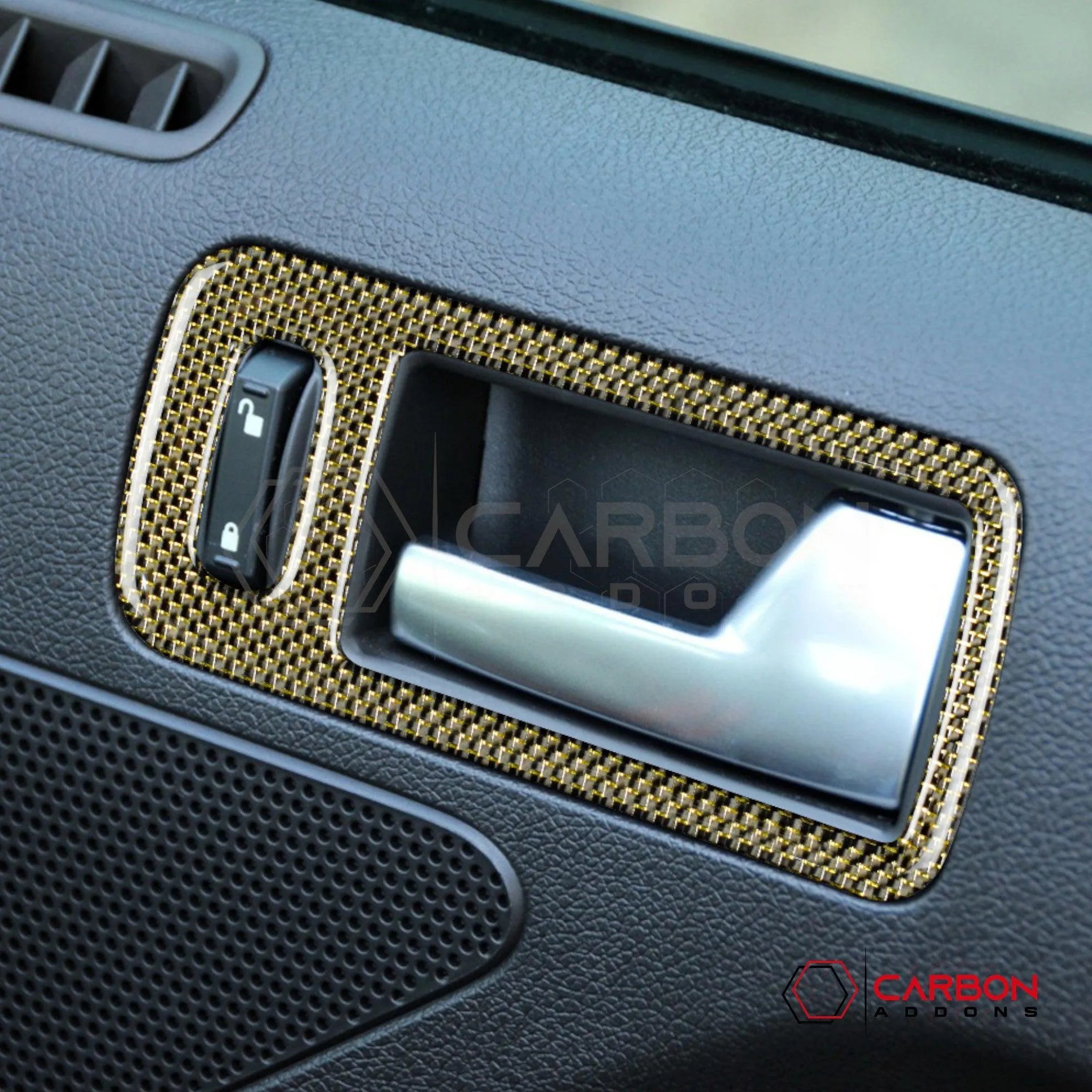 Mustang 2010-2014 Reflective Carbon Fiber Door Handle Trim Overlay - carbonaddons Carbon Fiber Parts, Accessories, Upgrades, Mods