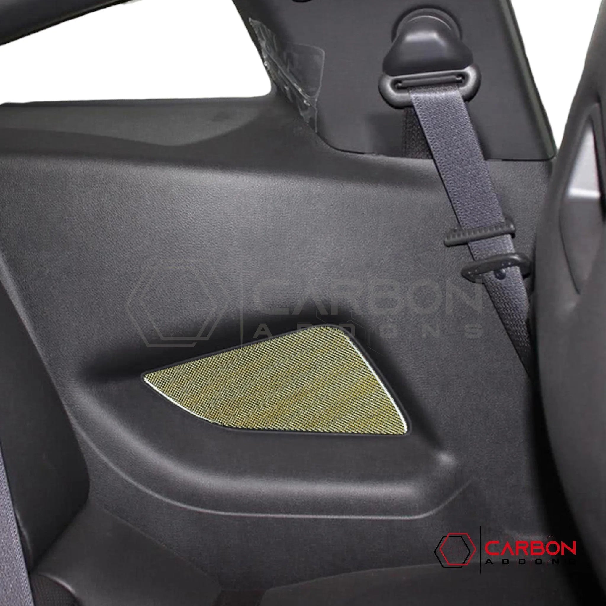 Mustang 2010-2014 Reflective Carbon Fiber Rear Seat Arm Rest Trim Overlay - carbonaddons Carbon Fiber Parts, Accessories, Upgrades, Mods