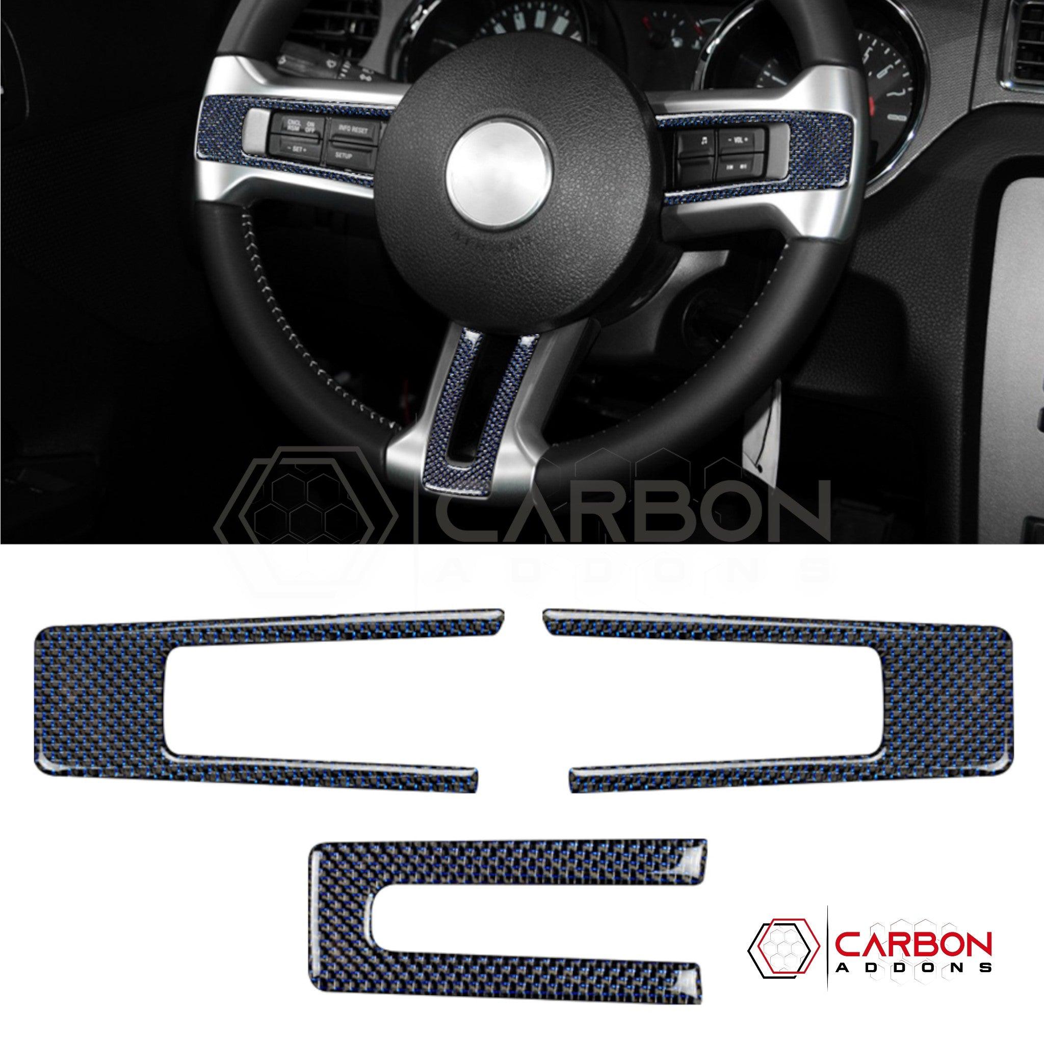 Mustang 2010-2014 Reflective Carbon Fiber Steering Wheel Trim Overlay - carbonaddons Carbon Fiber Parts, Accessories, Upgrades, Mods