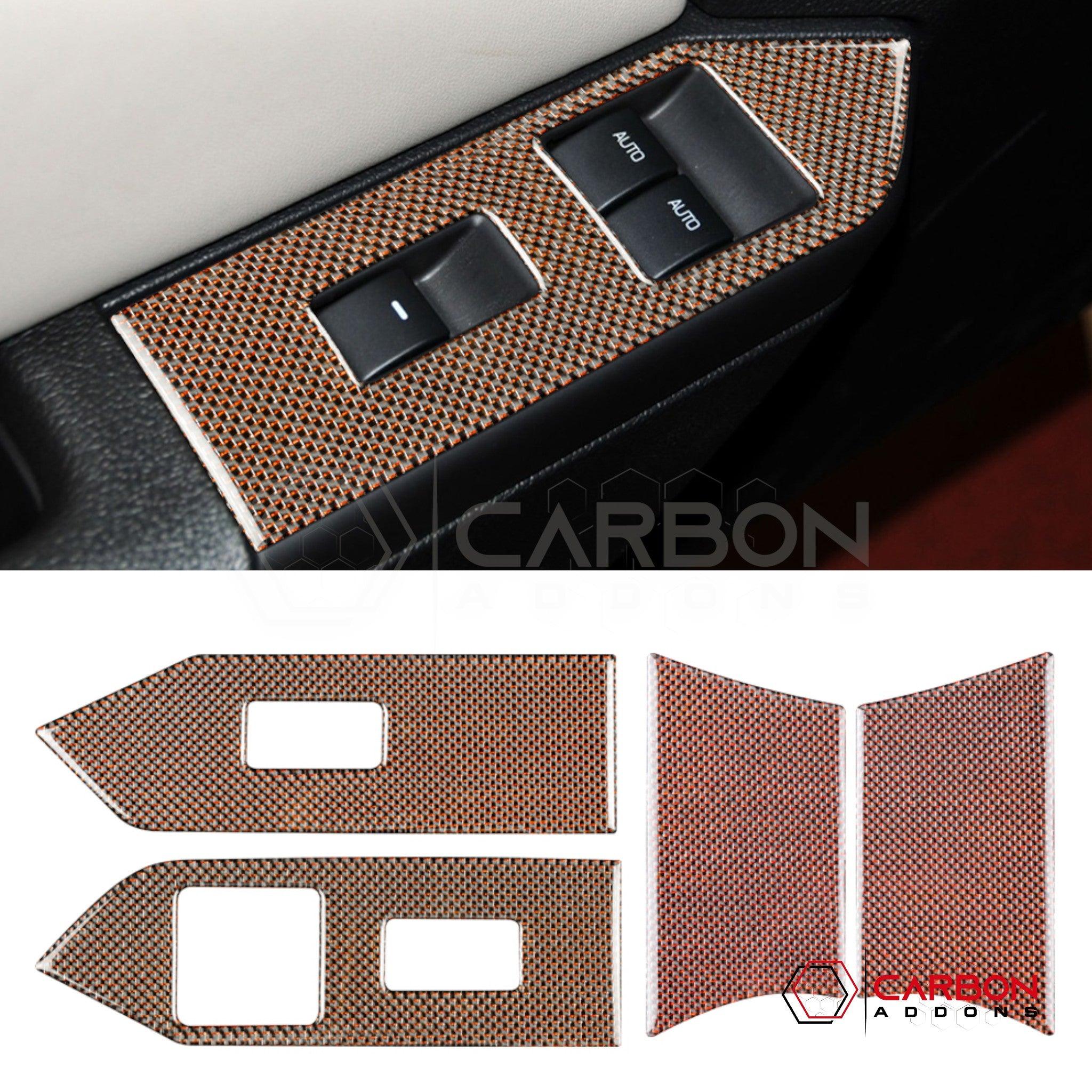 Mustang 2010-2014 Reflective Carbon Fiber Window Switch Trim Overlay - carbonaddons Carbon Fiber Parts, Accessories, Upgrades, Mods