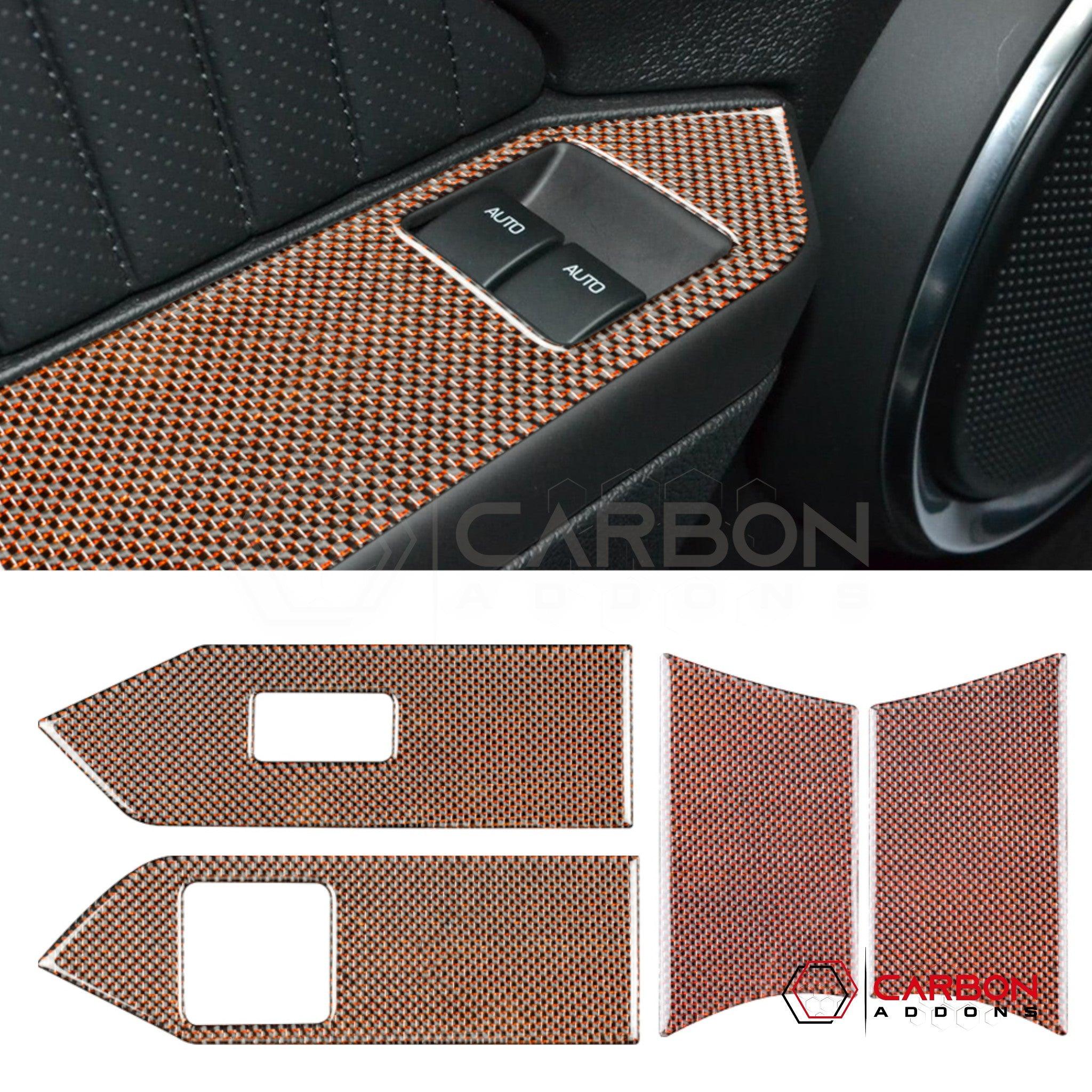 Mustang 2010-2014 Reflective Carbon Fiber Window Switch Trim Overlay - carbonaddons Carbon Fiber Parts, Accessories, Upgrades, Mods